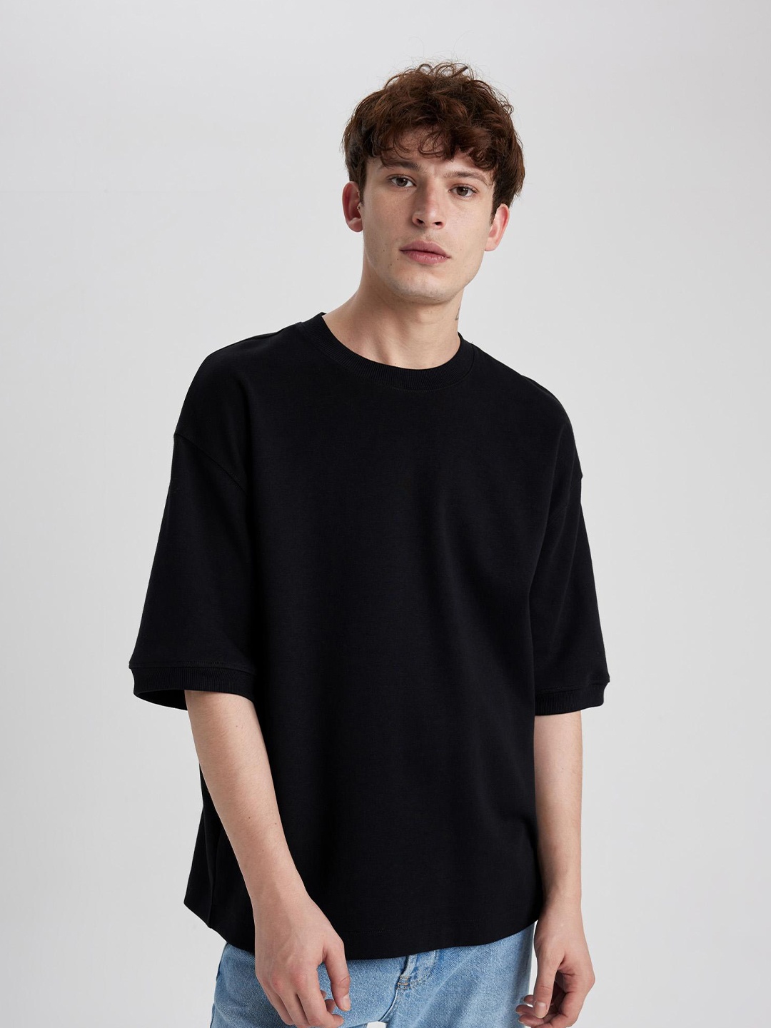 

DeFacto Round Neck Cotton T-shirt, Black