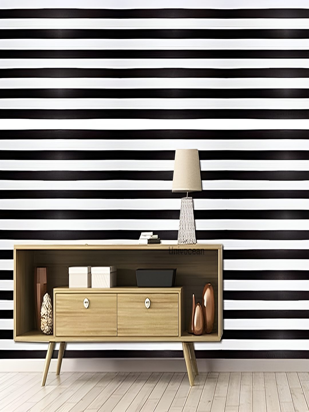 

Univocean Black & White Striped Self Adhesive 3D Wallpaper