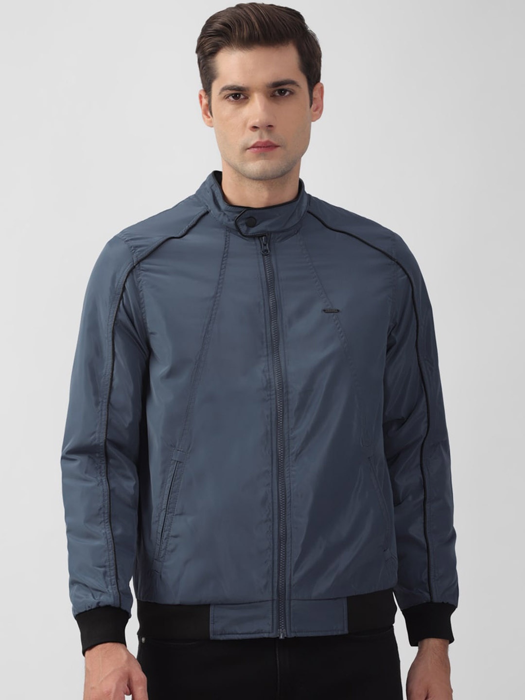 

PETER ENGLAND UNIVERSITY Stand Collar Bomber Jacket, Blue