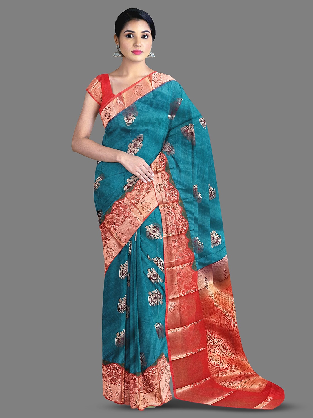 

The Chennai Silks Floral Woven Design Kanjeevaram Saree, Blue