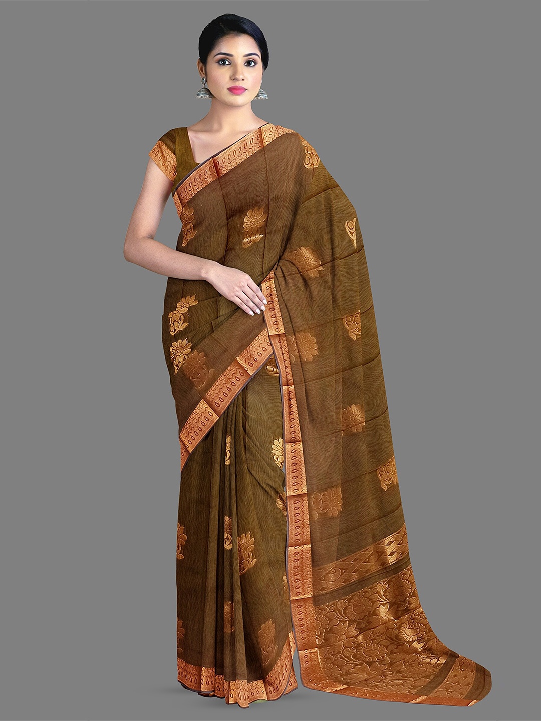 

The Chennai Silks Ethnic Motifs Woven Design Silk Cotton Zari Detail Saree, Mustard