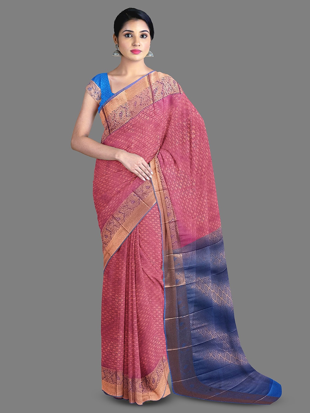 

The Chennai Silks Ethnic Motifs Woven Design Zari Kanjeevaram Saree, Pink