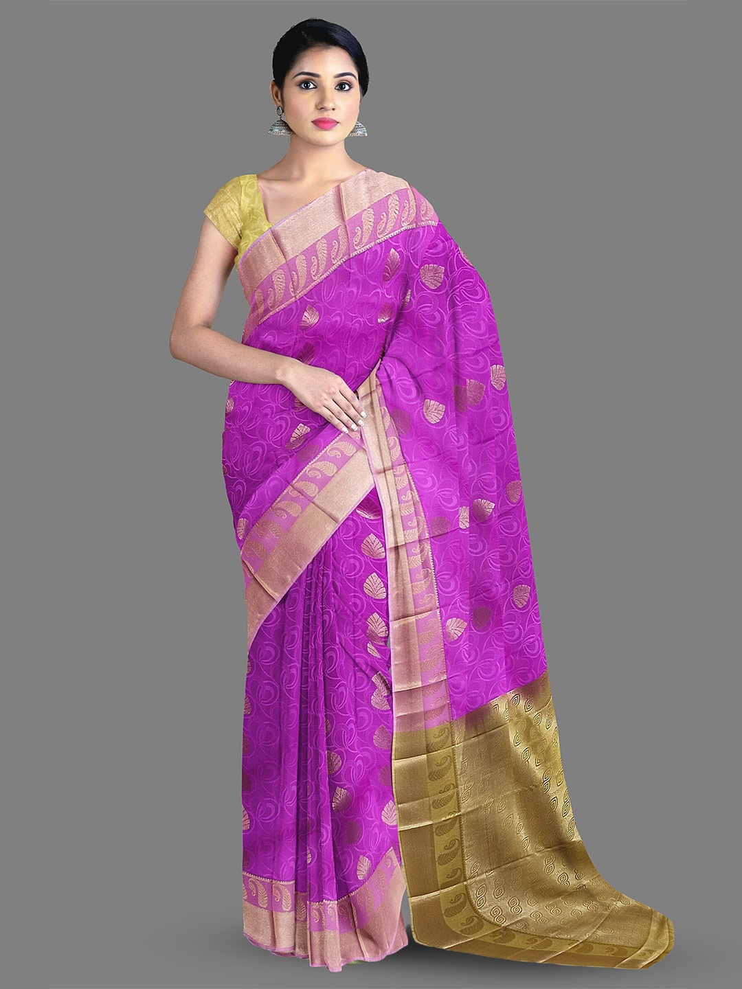 

The Chennai Silks Ethnic Motifs Woven Design Kanjeevaram Saree, Purple