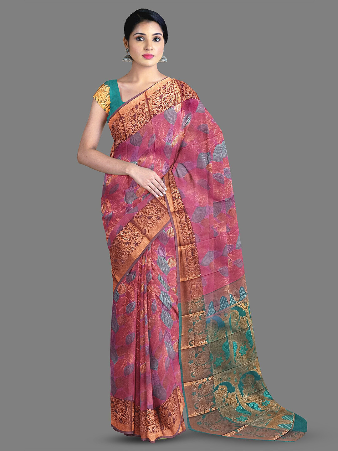 

The Chennai Silks Ethnic Motifs Woven Design Kanjeevaram Saree, Pink