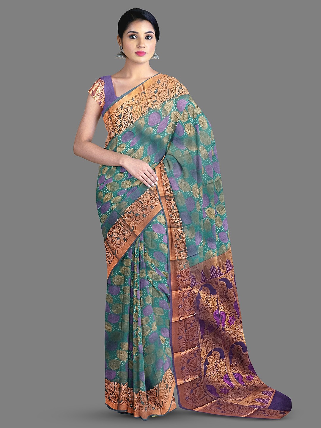 

The Chennai Silks Floral Woven Design Kanjeevaram Saree, Green