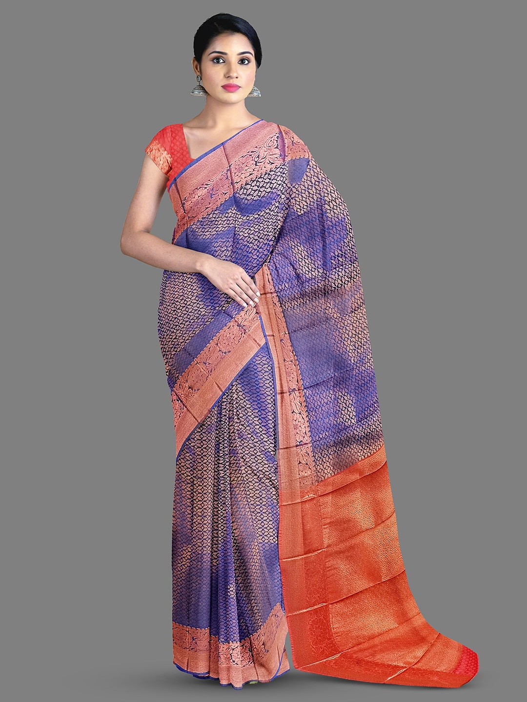 

The Chennai Silks Floral Woven Design Kanjeevaram Saree, Blue