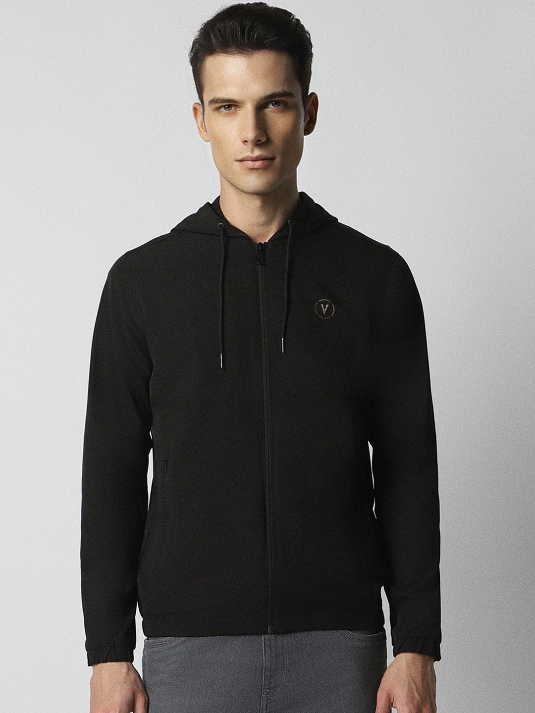 

Van Heusen Flex Hooded Sporty Jacket, Black