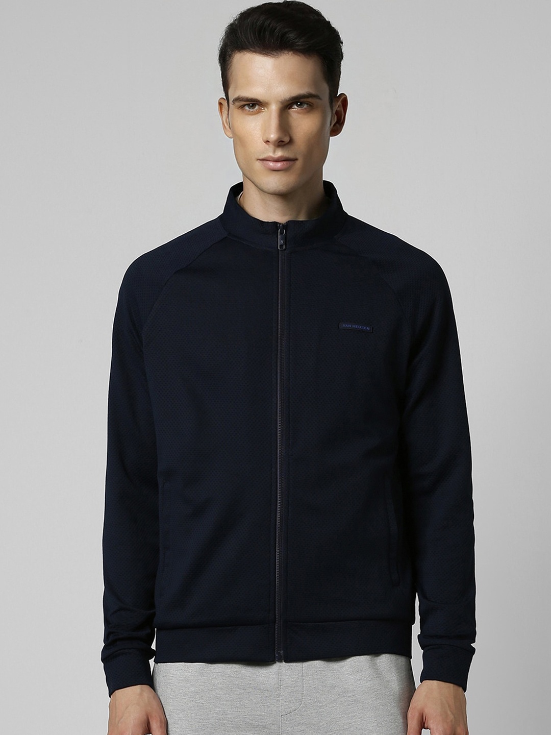 

Van Heusen Flex Stand Collar Sporty Jacket, Navy blue