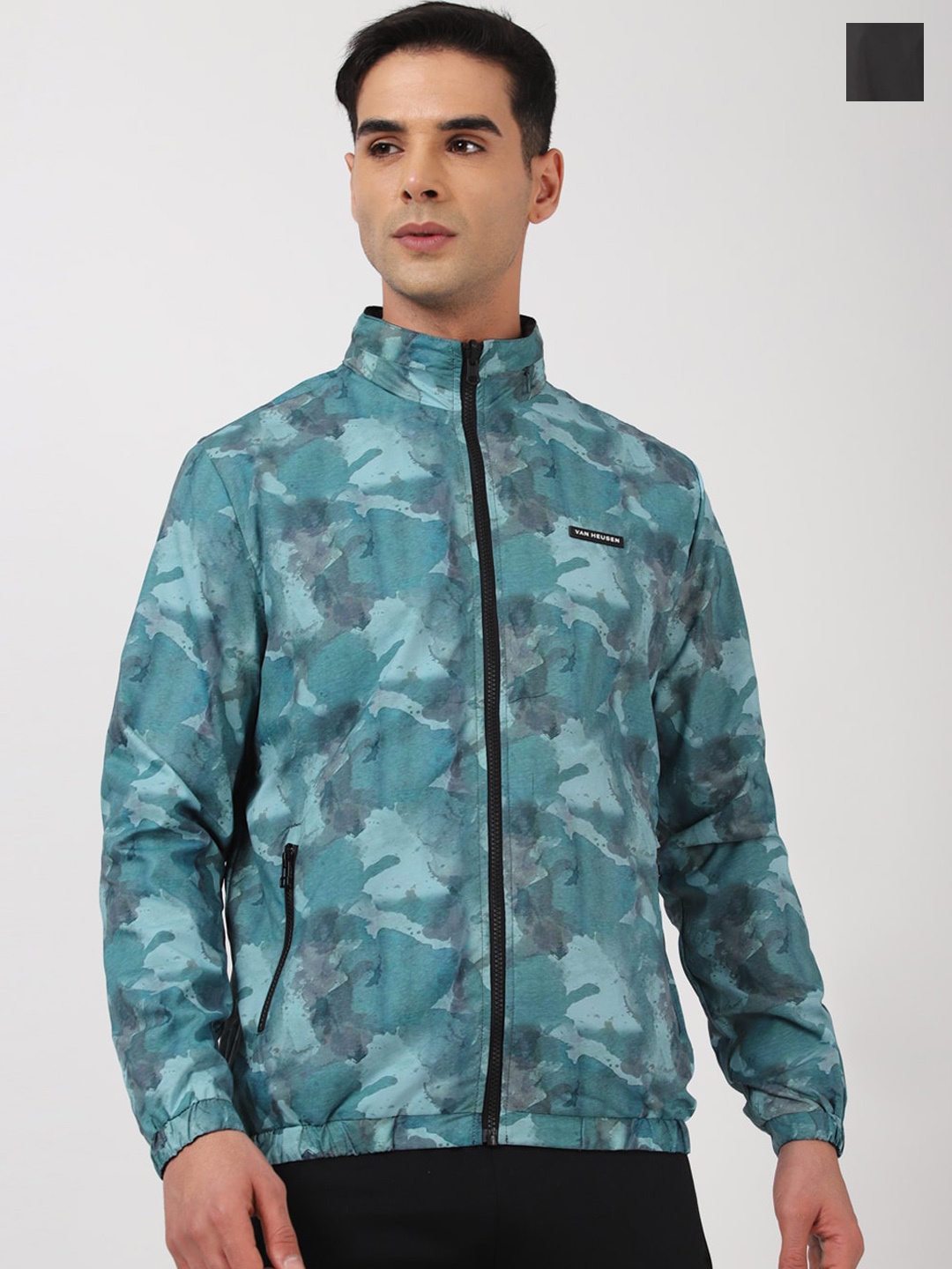 

Van Heusen Flex Camouflage Printed Reversible Sporty Jacket, Sea green