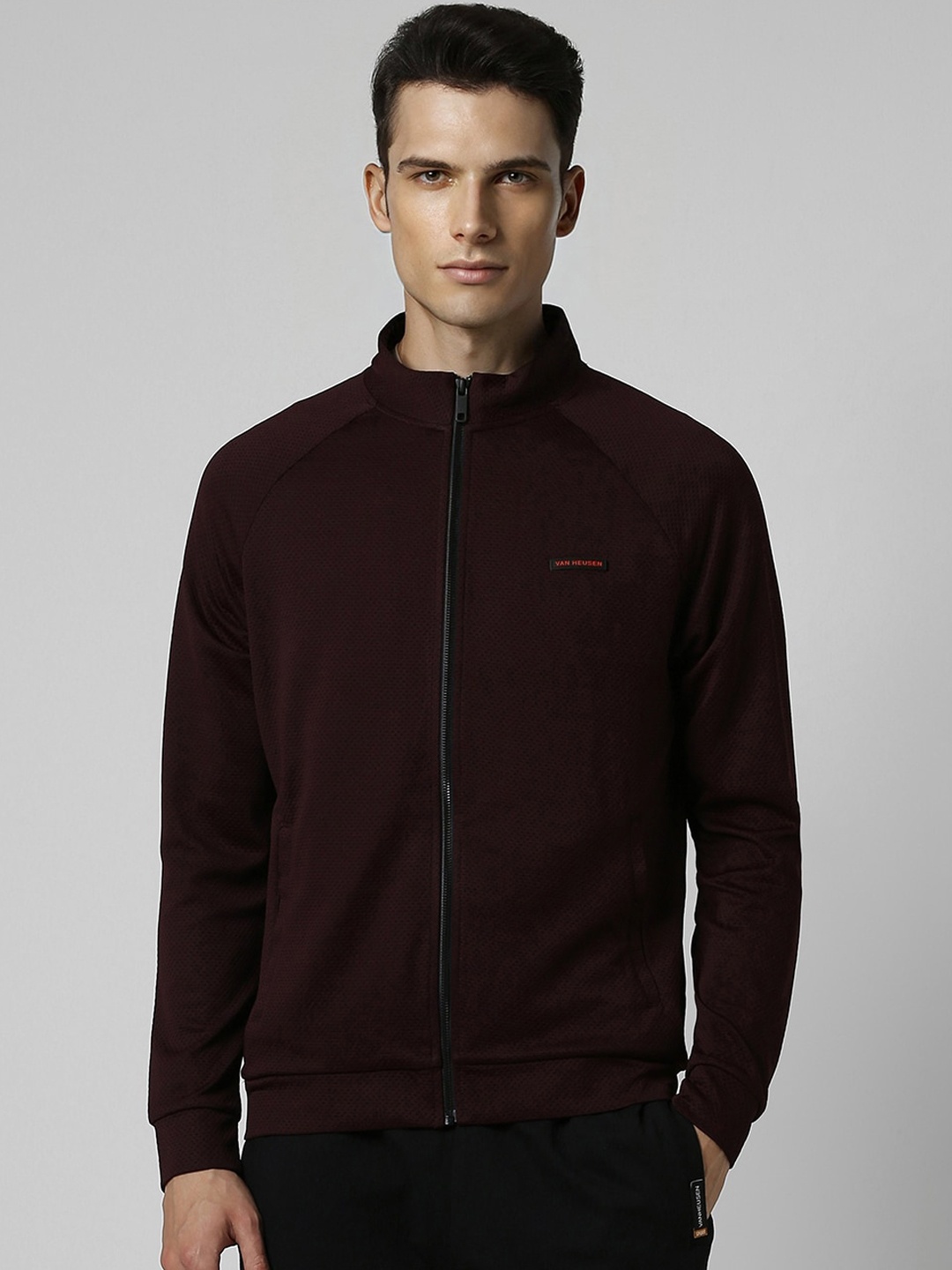 

Van Heusen Flex Stand Collar Sporty Jacket, Maroon