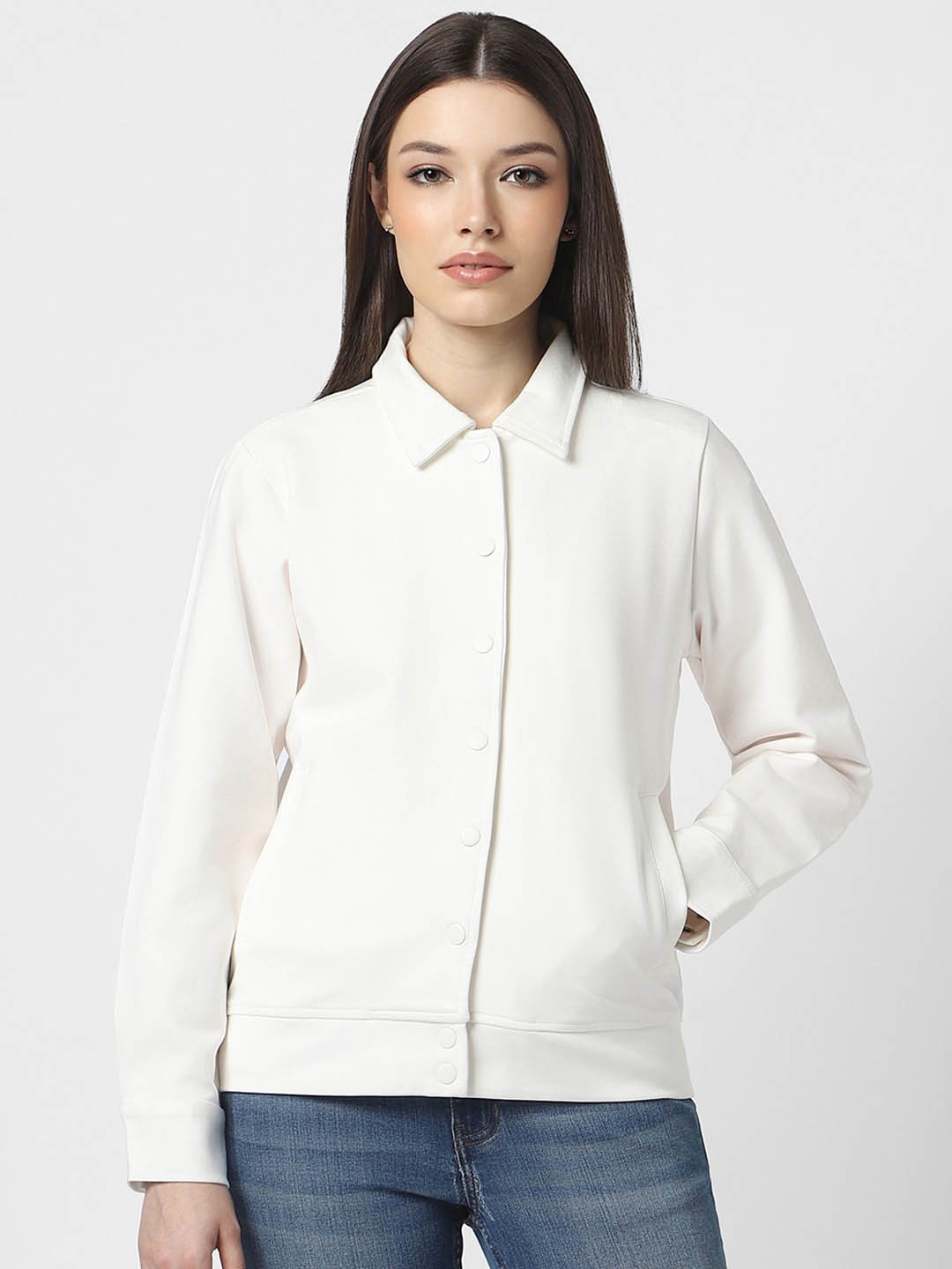 

Van Heusen Woman Spread Collar Pure Cotton Formal Tailored Jacket, White