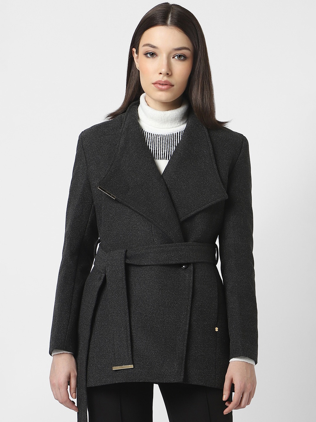 

Van Heusen Woman Lapel Collar Tailored Jacket, Black
