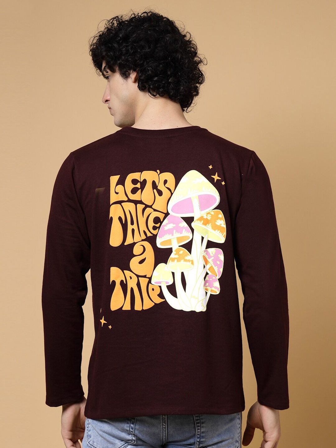 

Rigo Graphic Printed Oversized Drop Shoulder Sleeves Pure Cotton T-shirt, Red