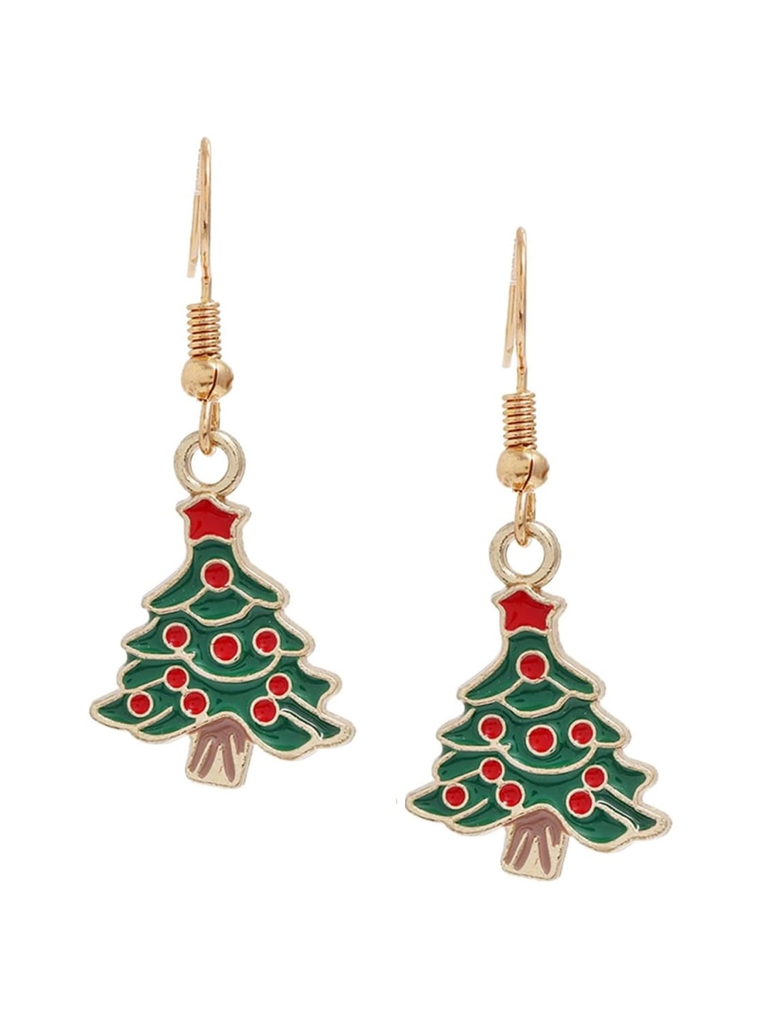 

EL REGALO Christmas Contemporary Enamelled Drop Earrings, Gold