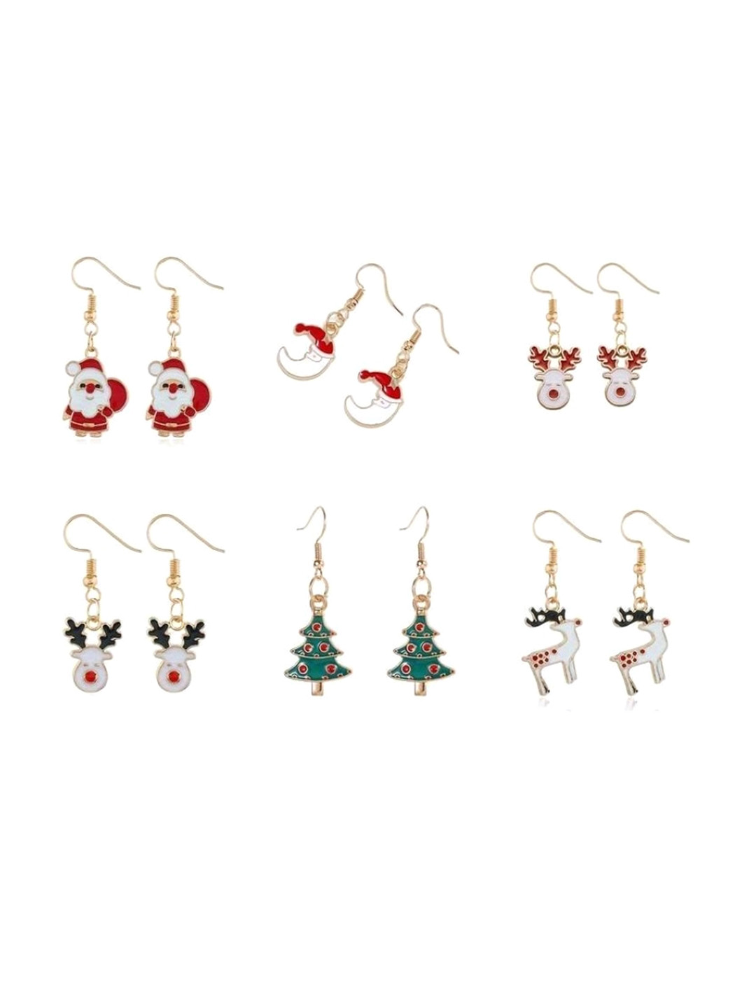

EL REGALO Set of 6 Christmas Contemporary Drop Earrings, Gold