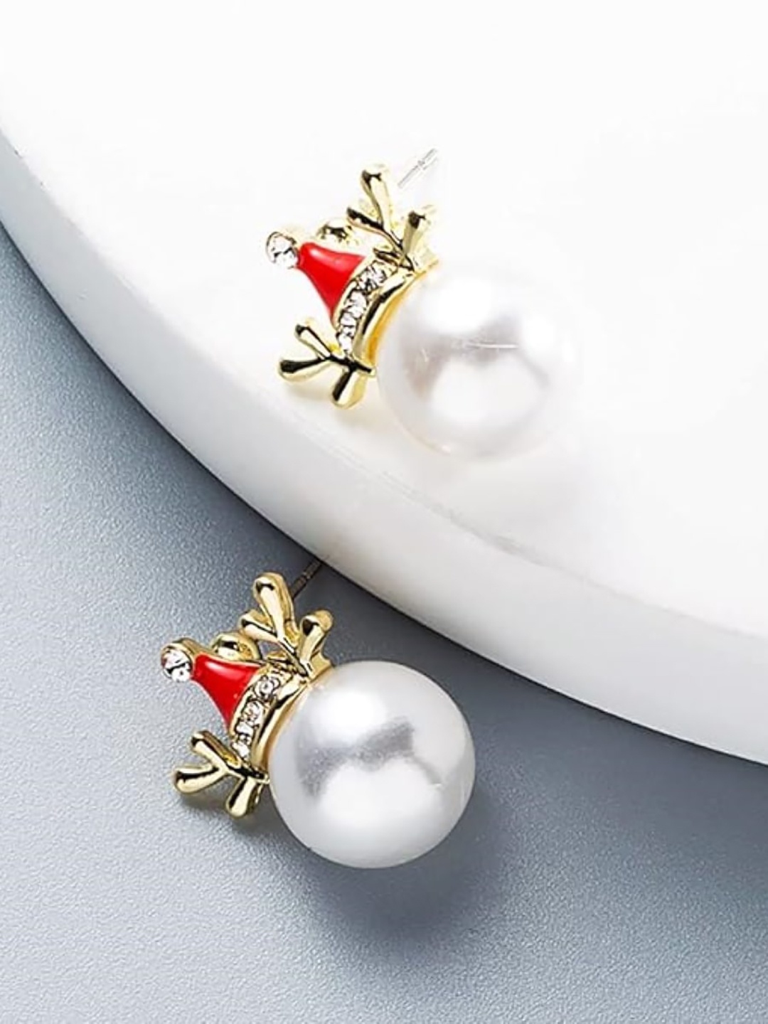 

EL REGALO Christmas Stones Studded and Beaded Contemporary Drop Earrings, White