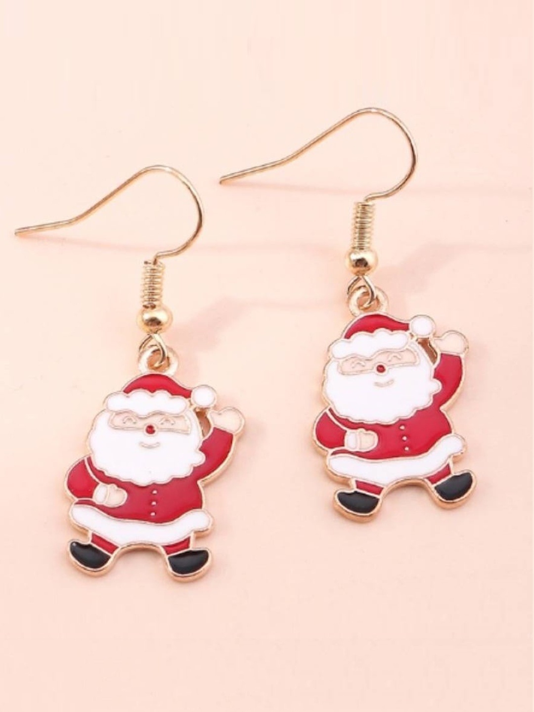 

EL REGALO Christmas Santa Contemporary Enamelled Drop Earrings, Gold