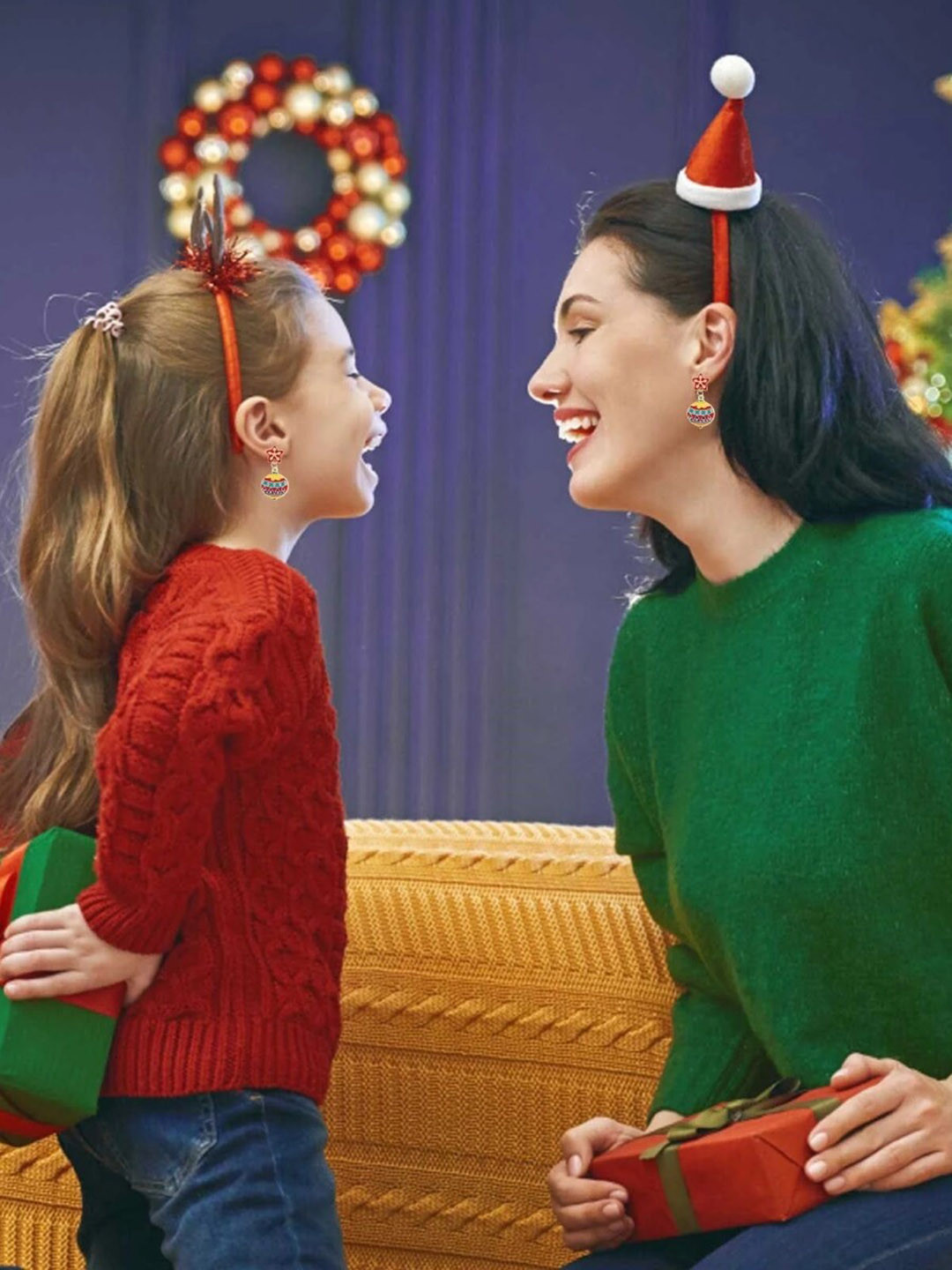 

EL REGALO Christmas Contemporary Drop Earrings, Red