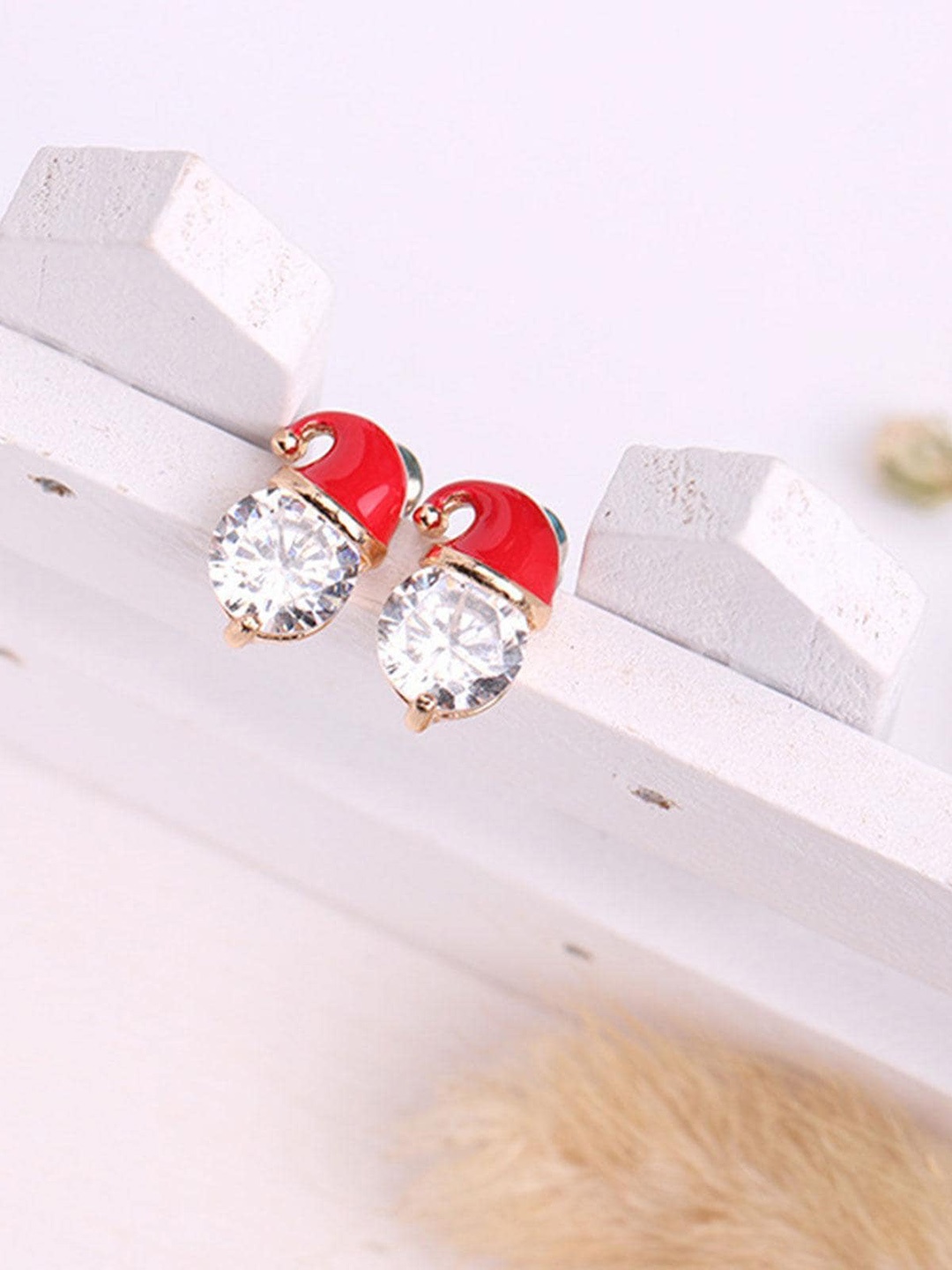 

EL REGALO Christmas Contemporary Stud Earrings, Red