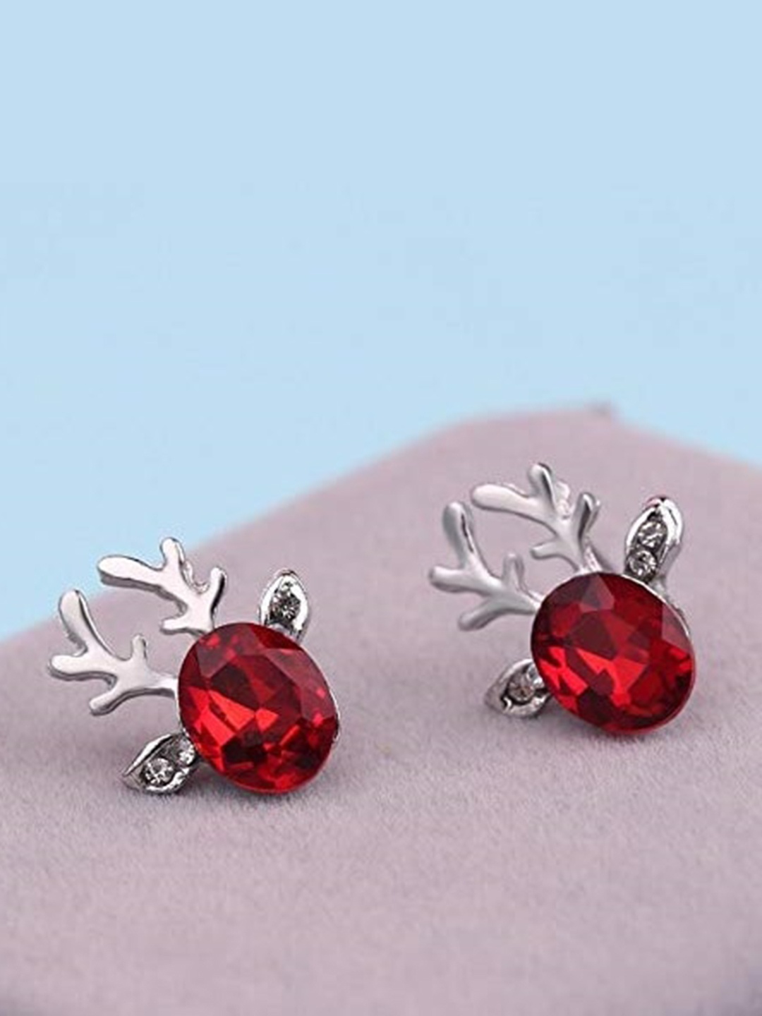 

EL REGALO Set Of 2 Christmas Contemporary Stud Earrings, Red