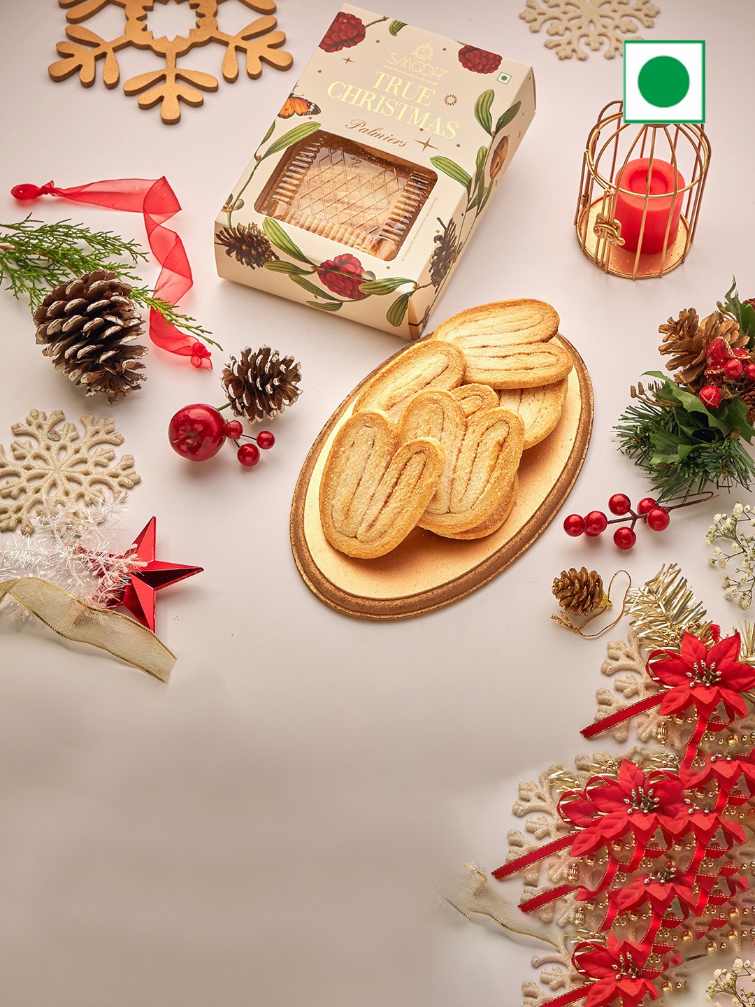 

SMOOR Pack Of 2 Christmas Palmier Cookies, Beige