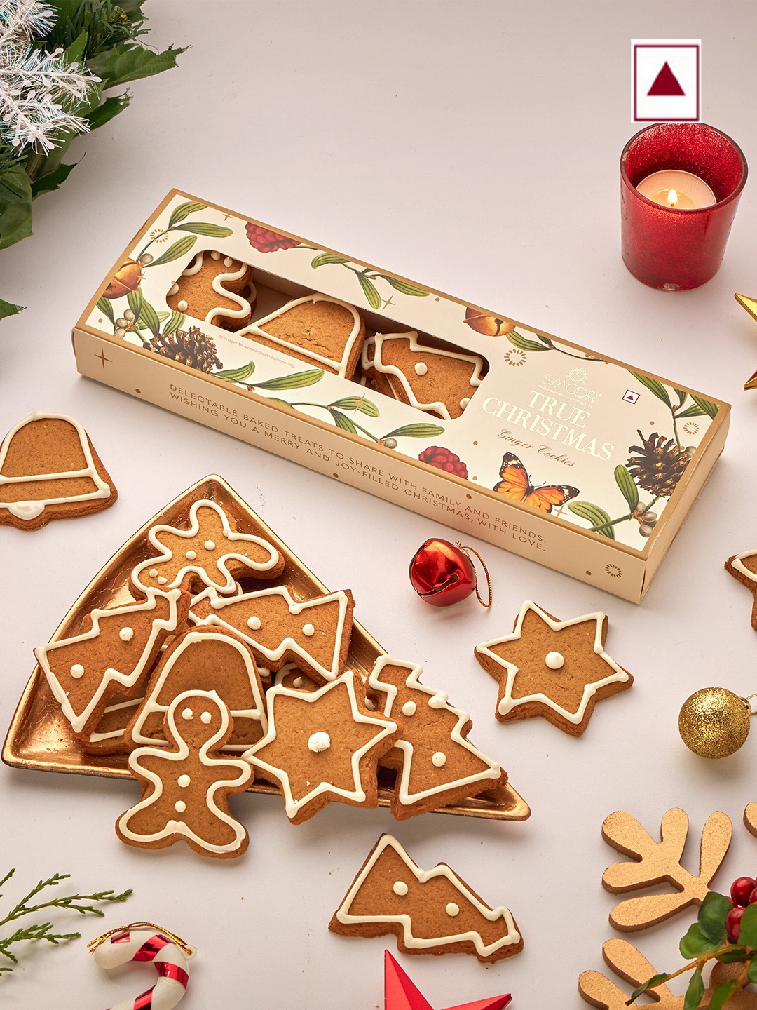 SMOOR Pack Of 2 Christmas Gingerbread Cookies, Beige