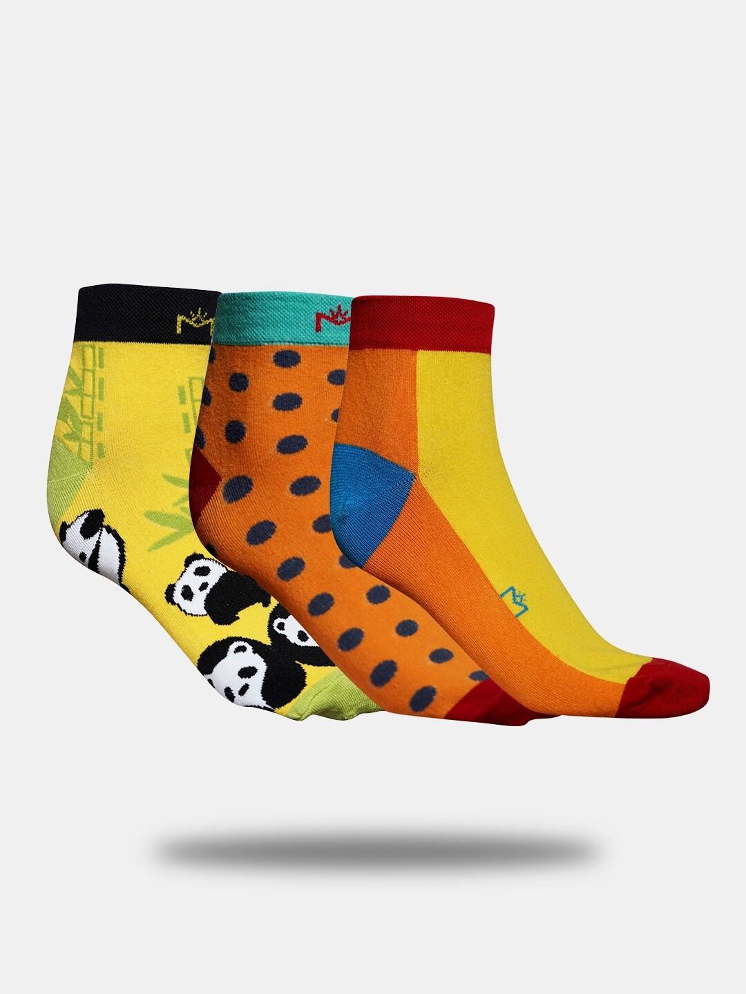 

MAROON Unisex Pack Of 3 Patterned Ankle Length Socks, Yellow