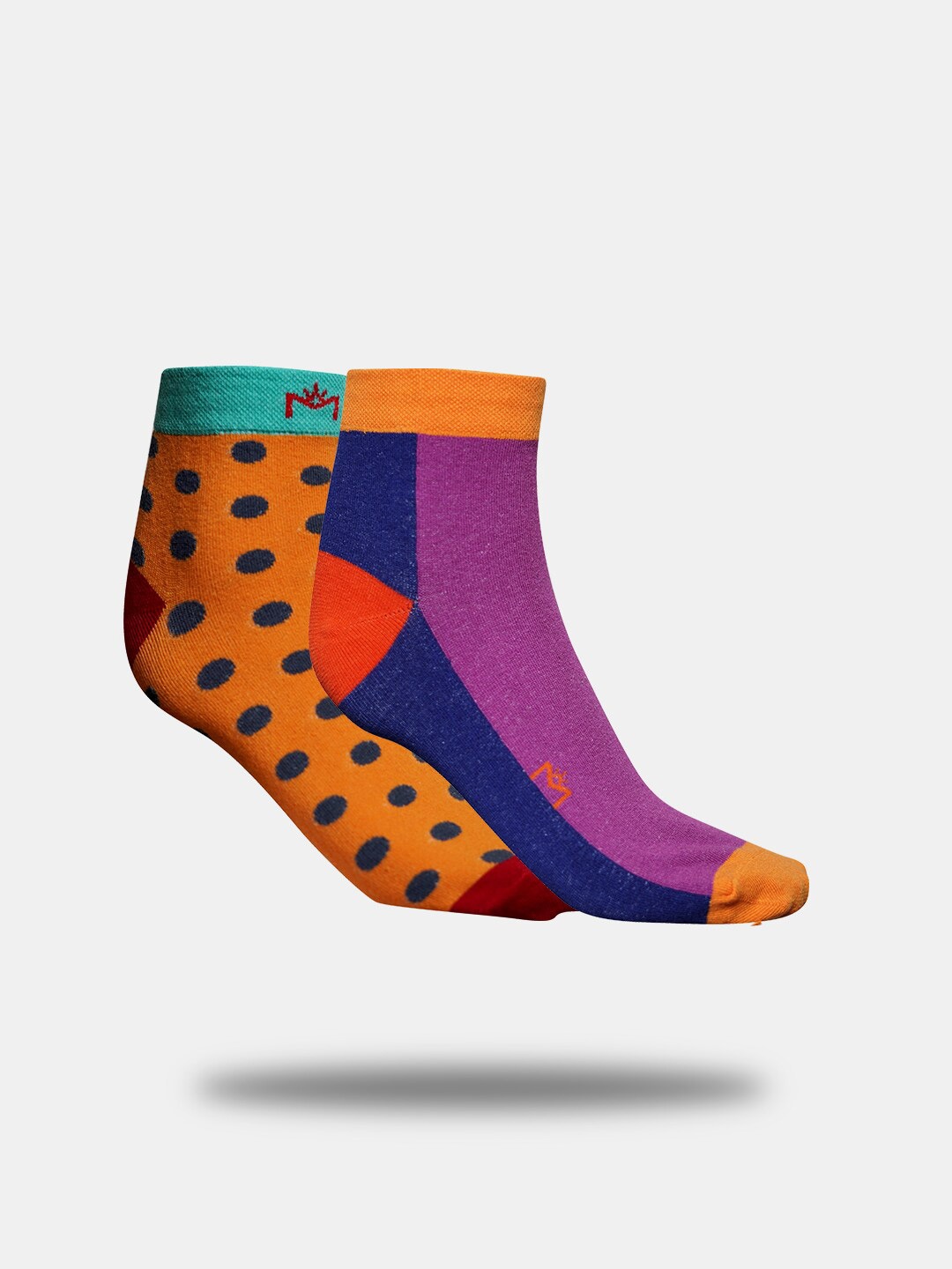 

MAROON Unisex Pack Of 2 Patterned Ankle Length Socks, Orange