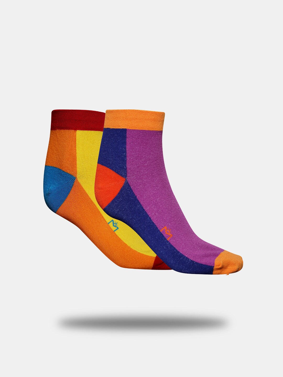 

MAROON Unisex Pack Of 2 Colourblocked Ankle-Length Socks, Yellow