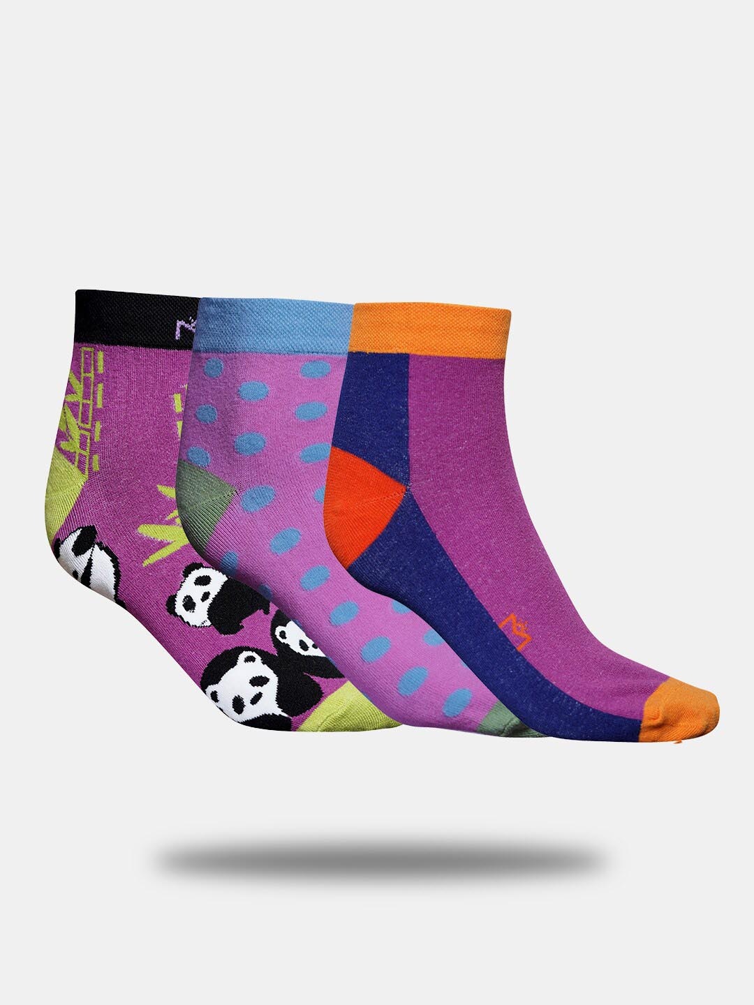 

MAROON Unisex Pack Of 3 Printed Ankle-Length Socks, Purple