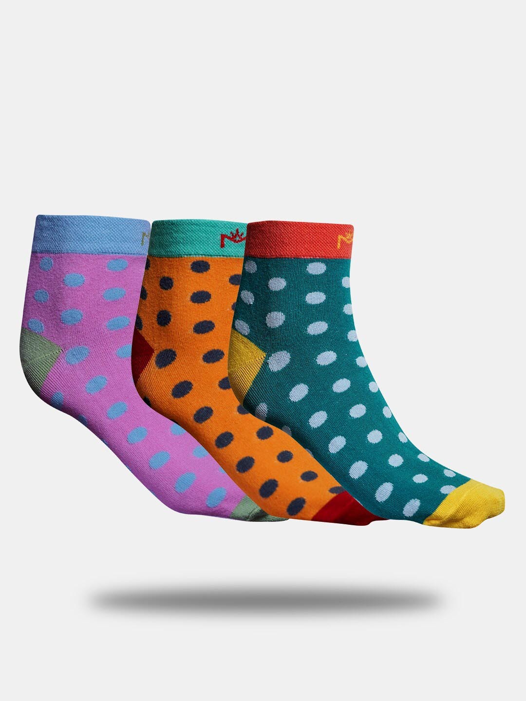 

MAROON Unisex Pack Of 3 Patterned Ankle-Length Socks, Orange