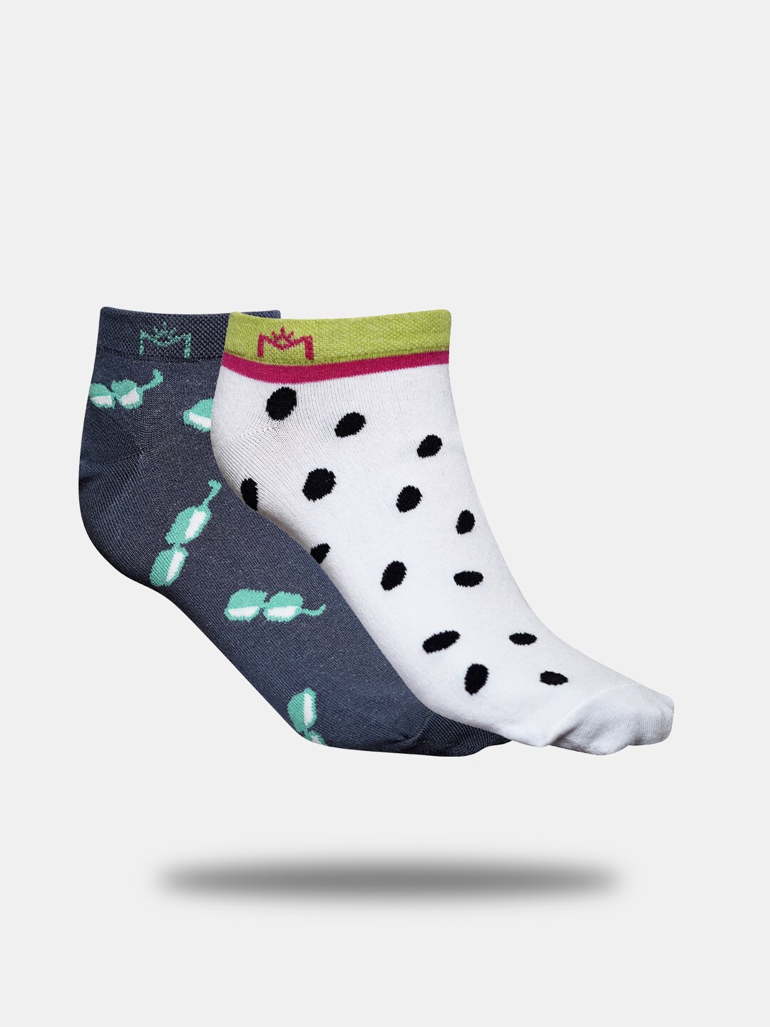 

MAROON Pack Of 2 Patterned Ankle-Length Socks, Grey