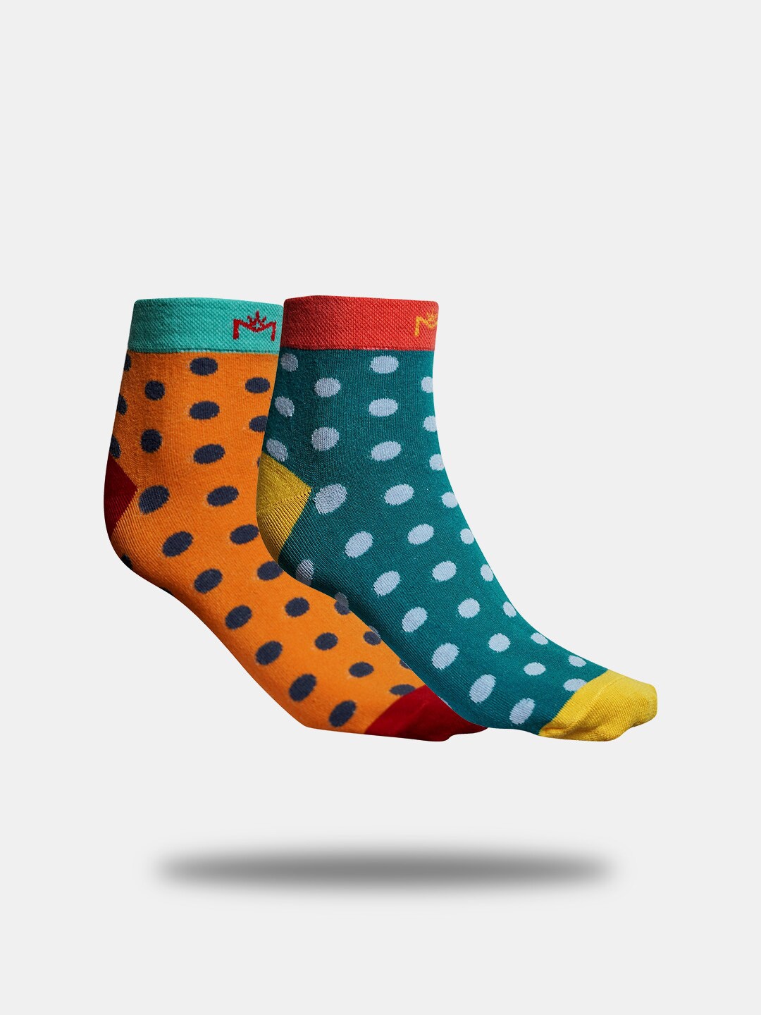 

MAROON Pack Of 2 Patterned Ankle-Length Socks, Orange