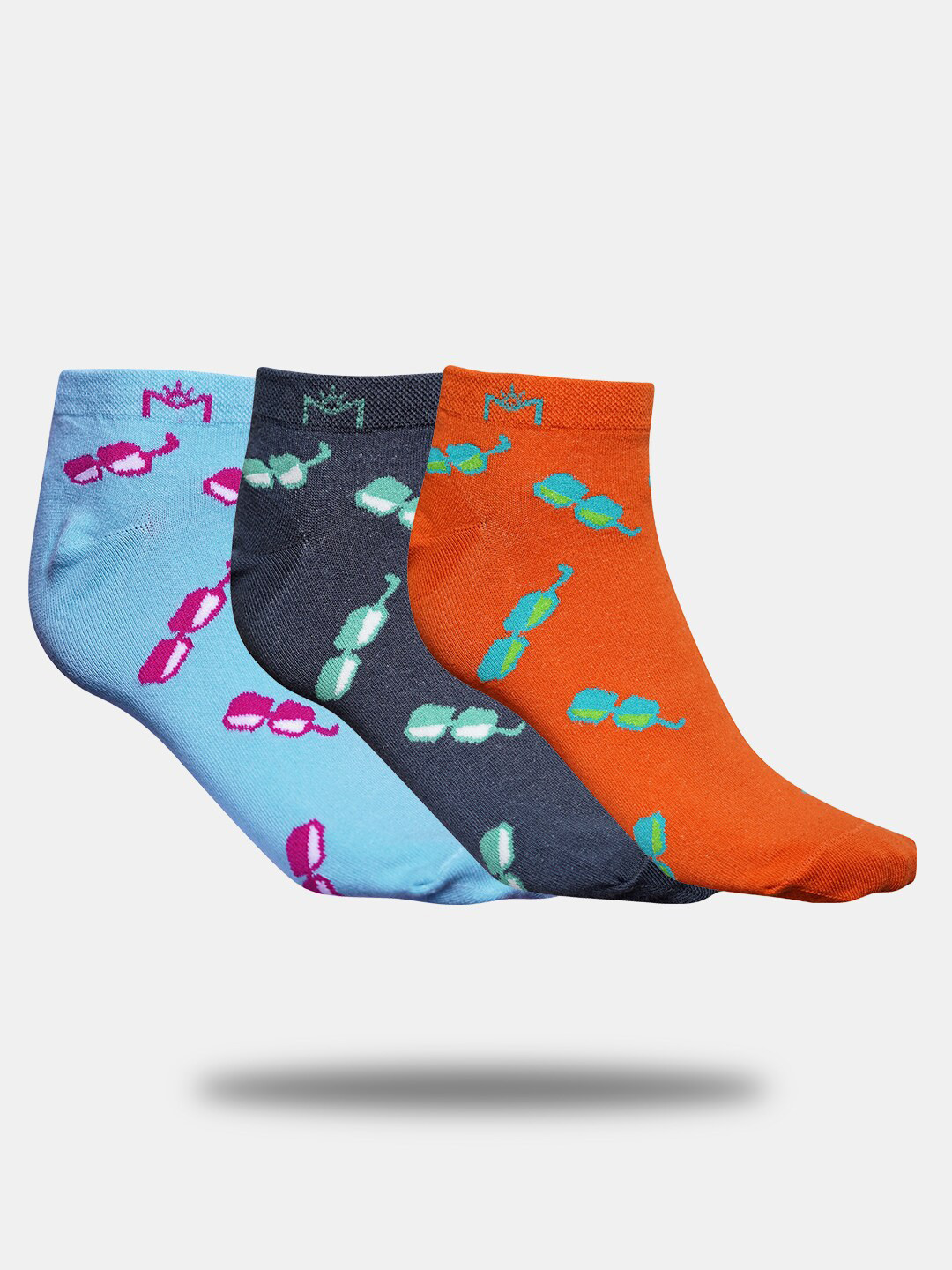 

MAROON Unisex Pack Of 3 Patterned Ankle-Length Socks, Orange