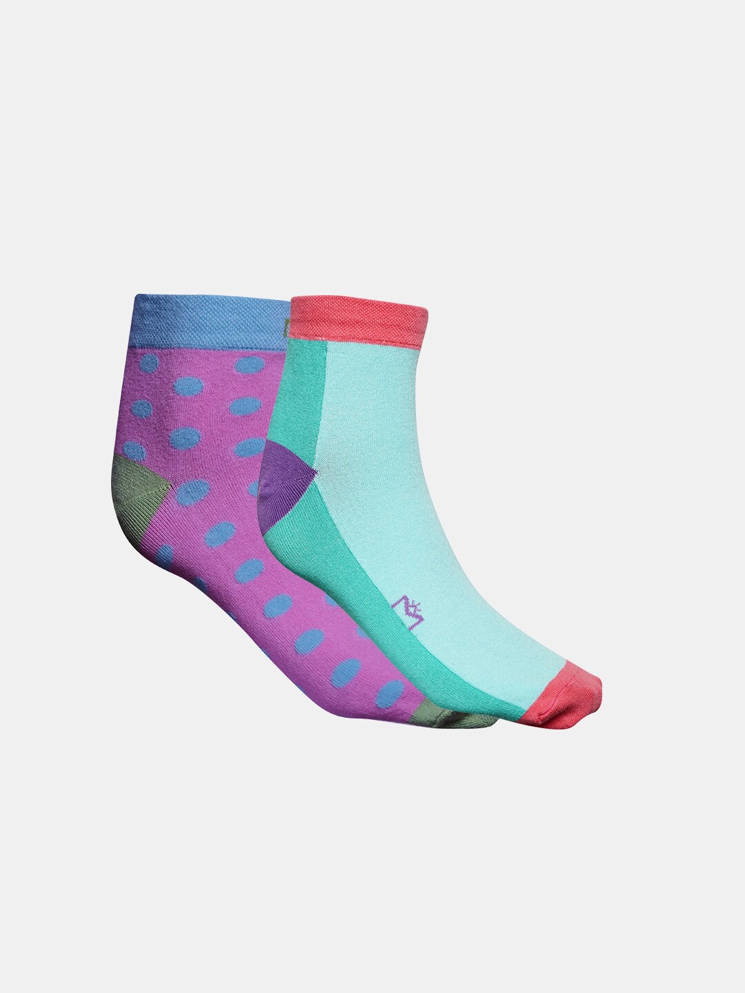 

MAROON Unisex Pack Of 2 Patterned Ankle-Length Socks, Green