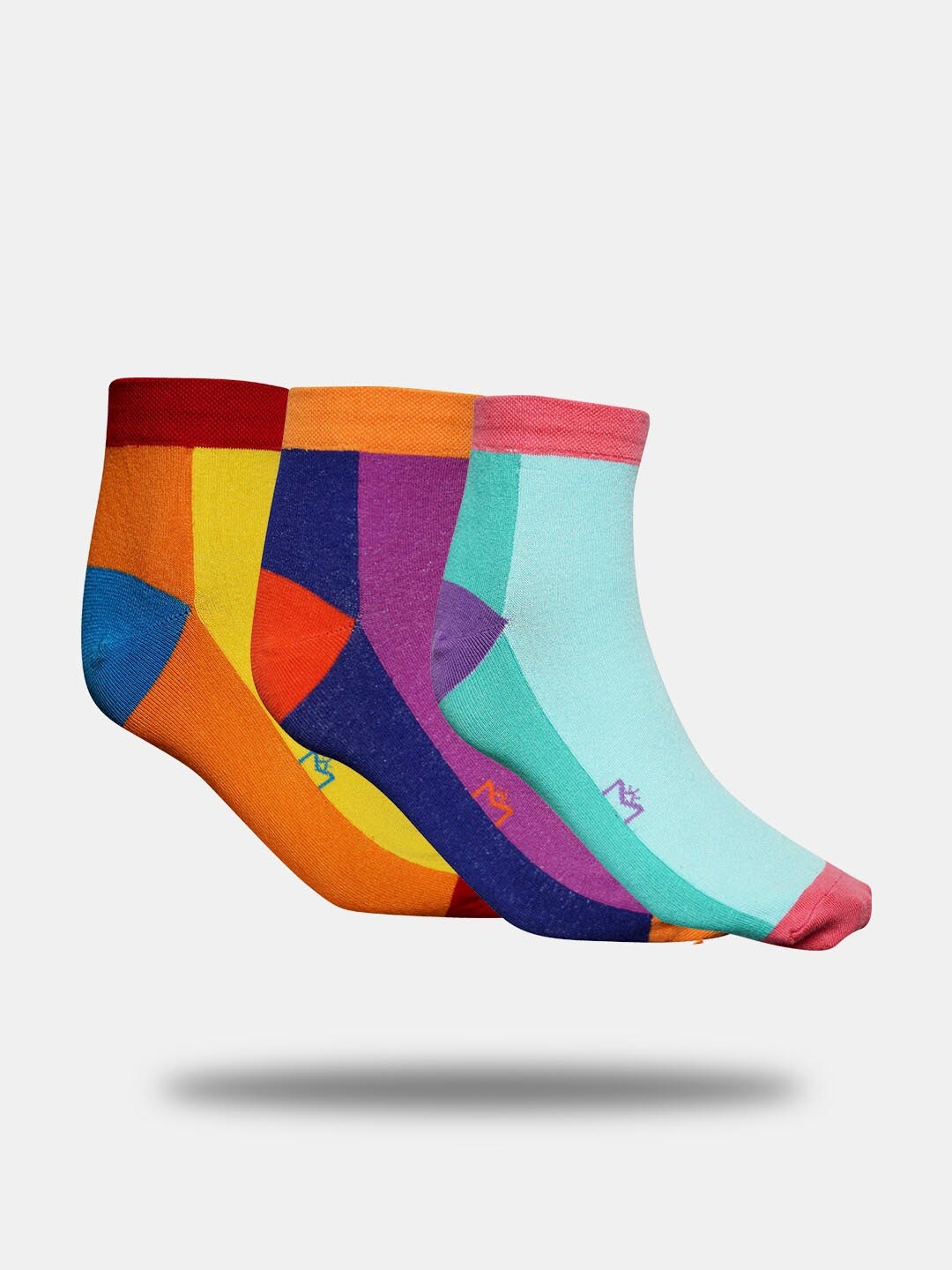 

MAROON Pack Of 3 Patterned Ankle-Length Socks, Yellow