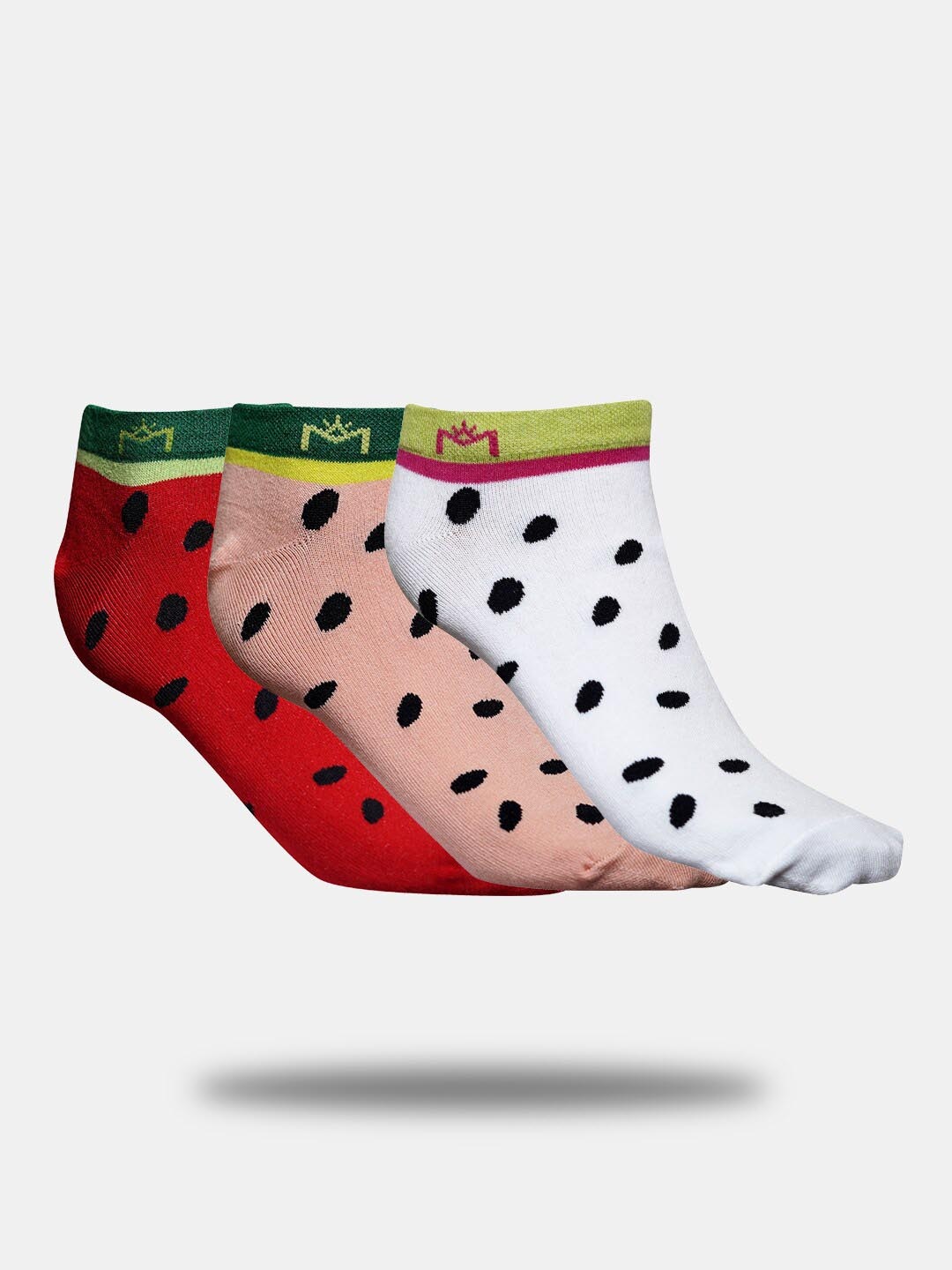 

MAROON Unisex Pack Of 3 Patterned Ankle Length Socks, Red