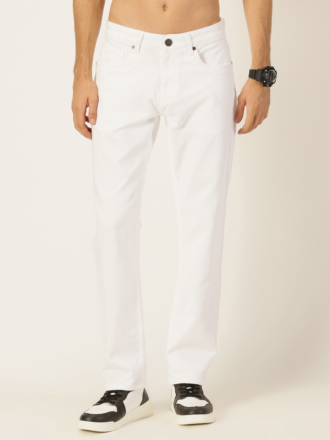 

HERE&NOW Men Smart Mid-Rise Stretchable Jeans, White