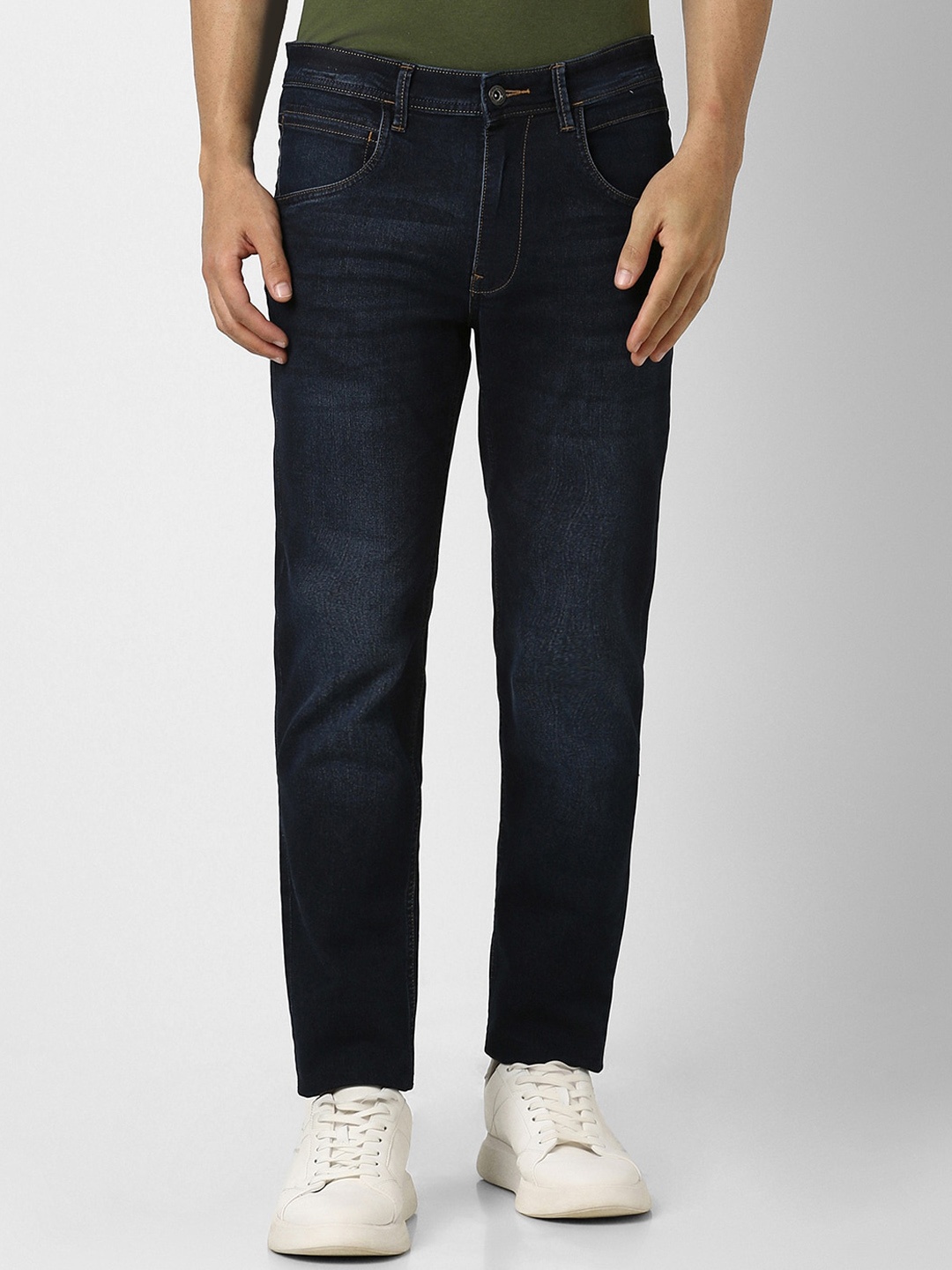 

VAN HEUSEN DENIM LABS Men Skinny Fit Mid-Rise Stretchable Jeans, Navy blue