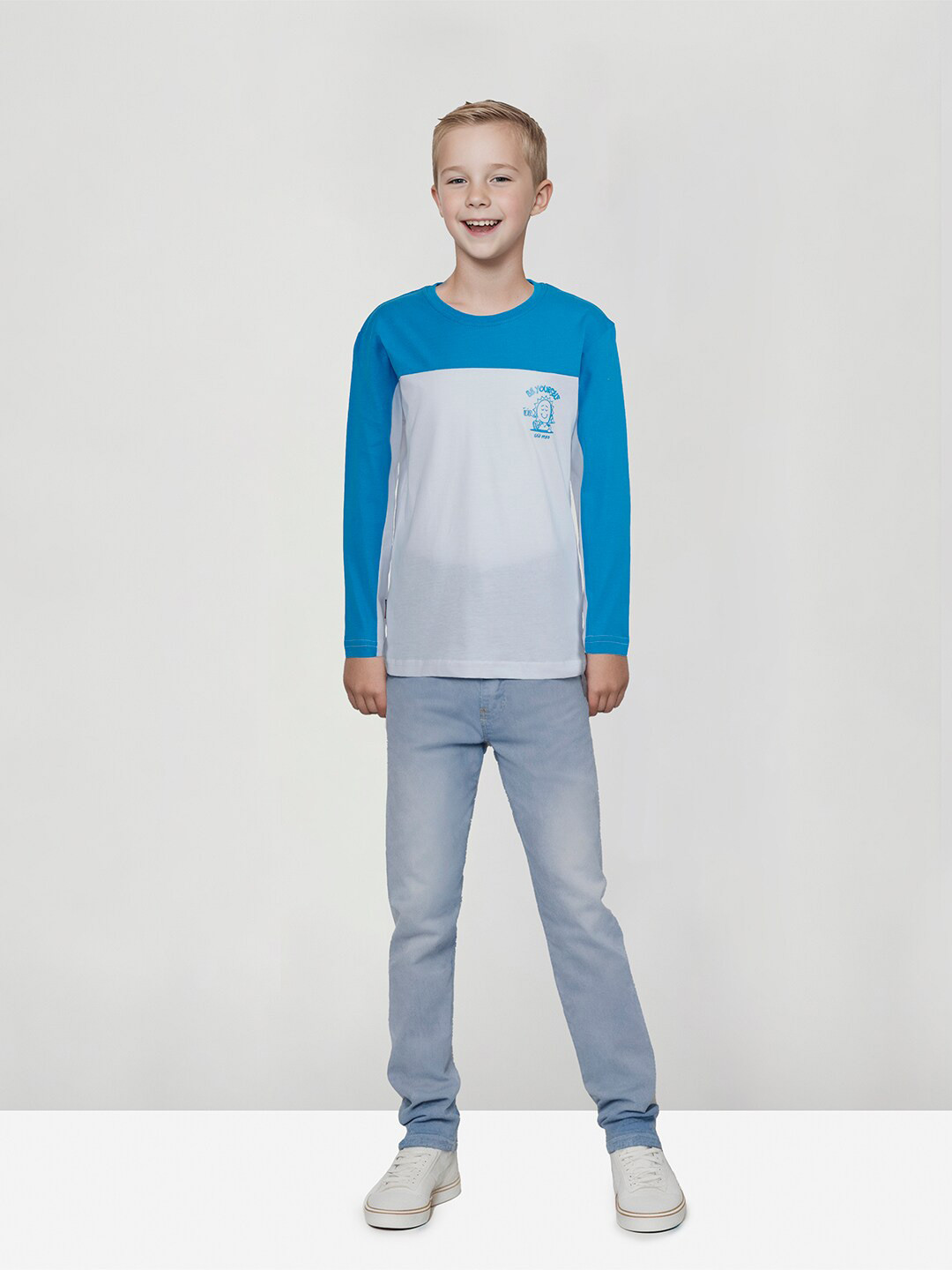 

Gini and Jony Boys Colourblocked Cotton T-shirt, Blue