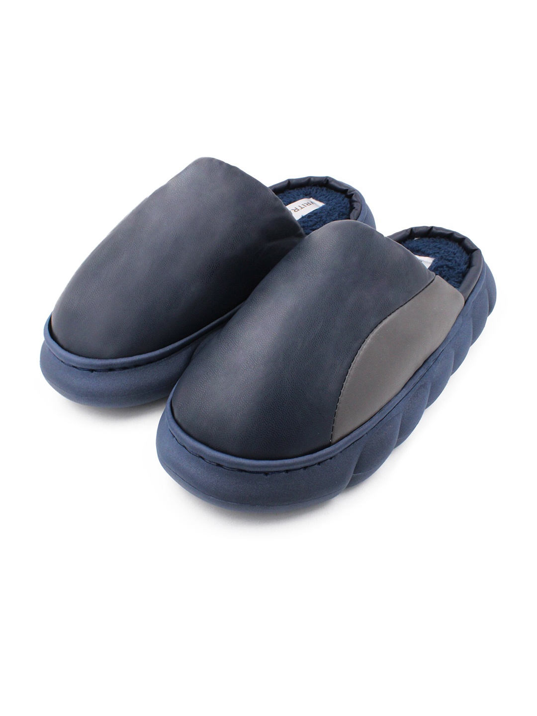 

JENNA Men Warm Fur Room Slippers, Navy blue