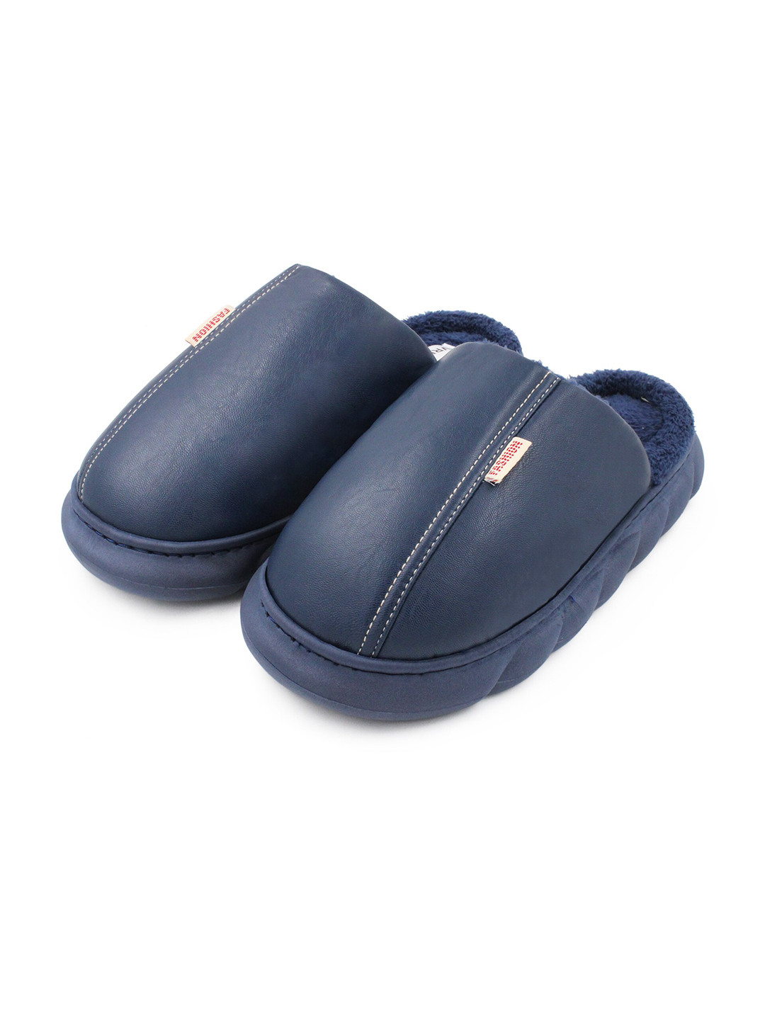 

JENNA Men Warm Fur Room Slippers, Navy blue