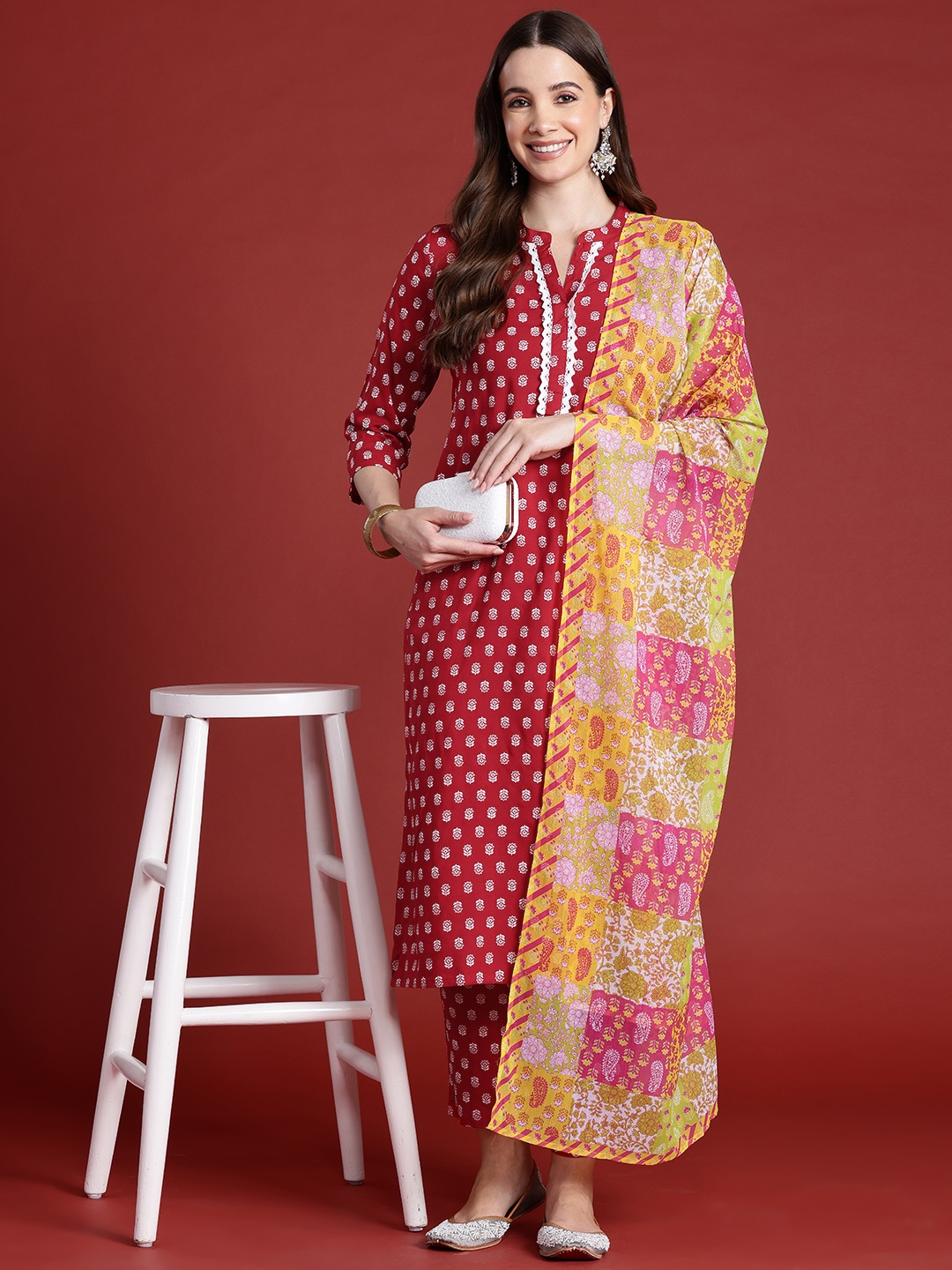 

Anouk Ethnic Motifs Print Kurta with Trousers & Dupatta, Red