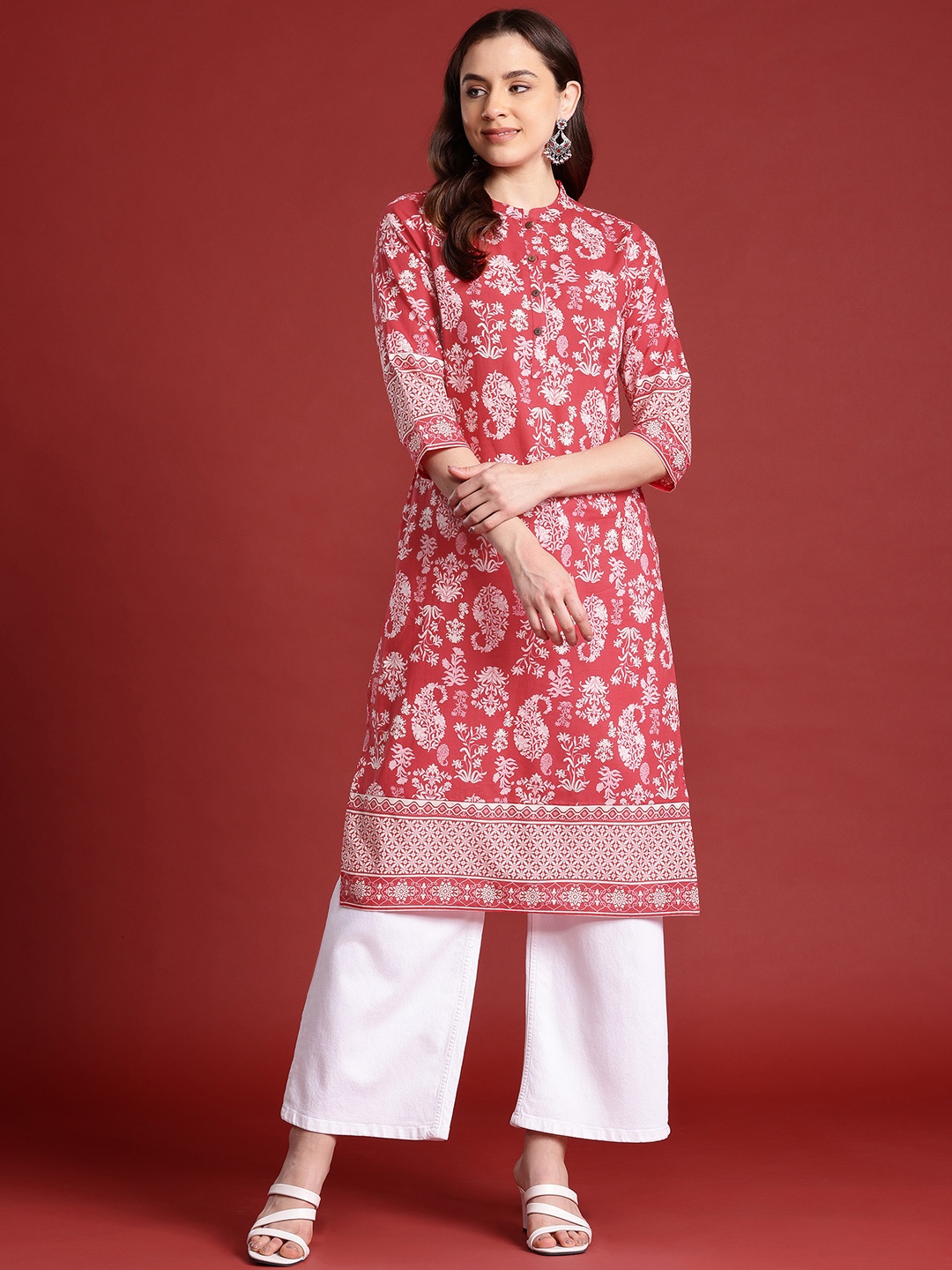

Anouk X Kaarkhana Pure Cotton Floral Print Kurta, Pink