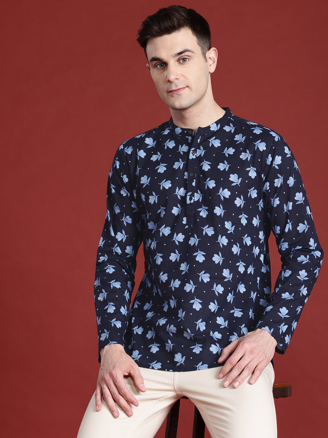 

Anouk Floral Printed Pure Cotton Kurta, Blue