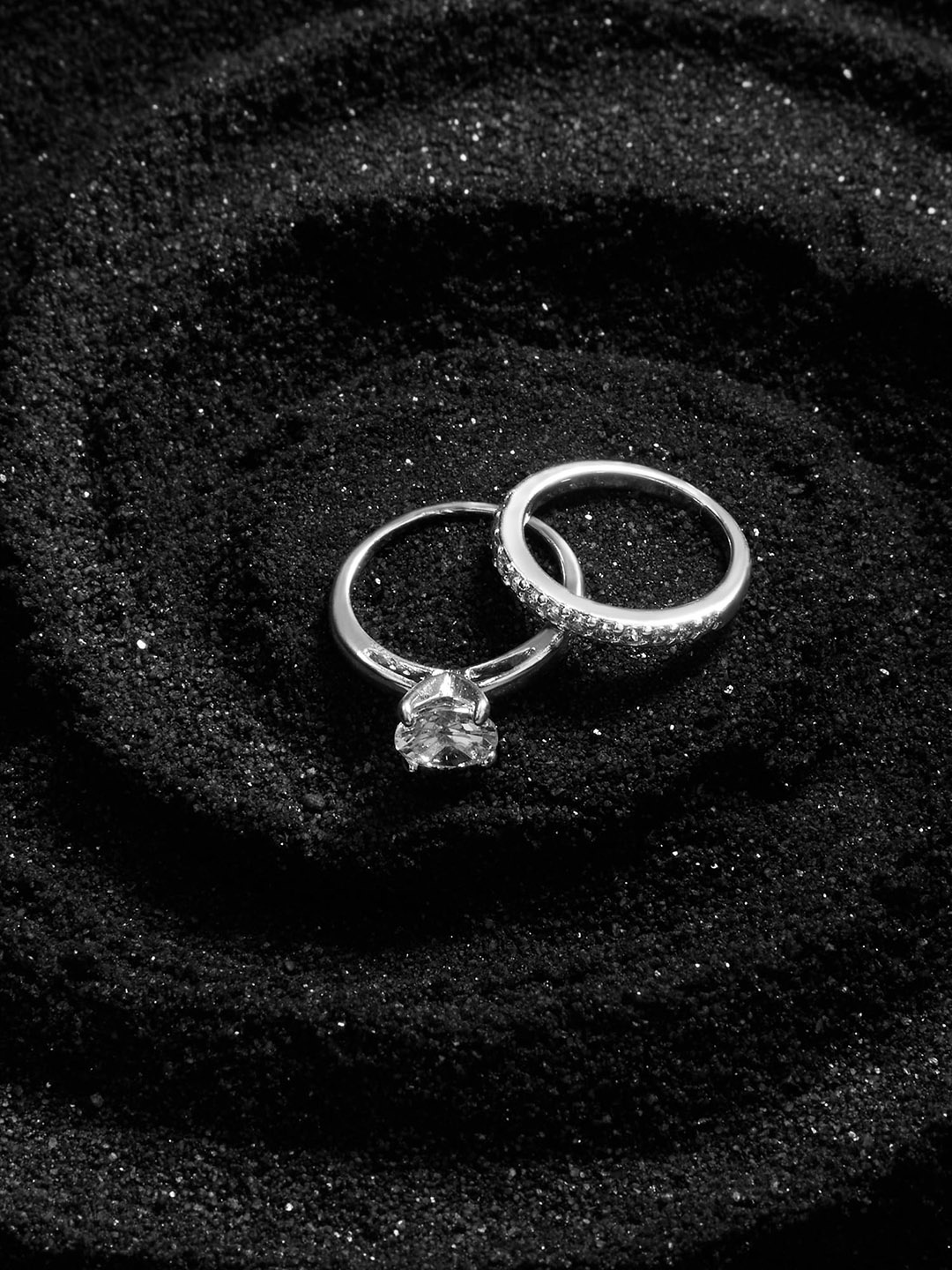 

Accessorize London Set Of 2 Women Sterling Silver Plated Solitaire Rings