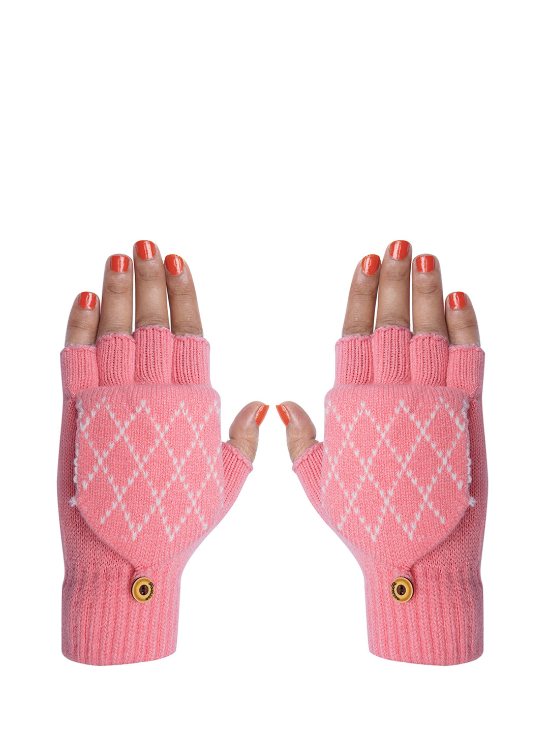 

LOOM LEGACY Women Winter Acrylic Woollen Hand Gloves, Pink