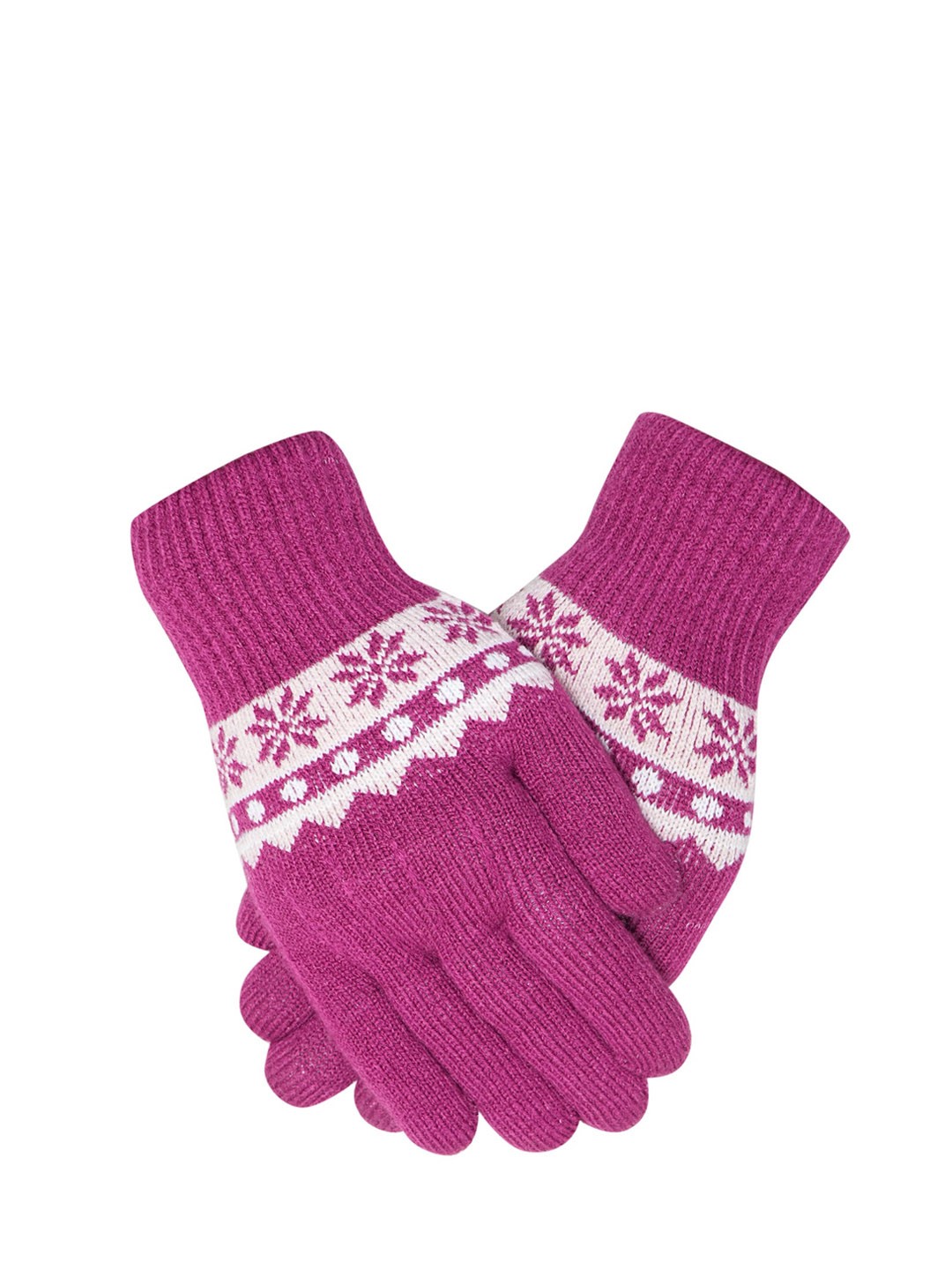 

LOOM LEGACY Women Self Design Winter Acrylic Woollen Gloves, Magenta