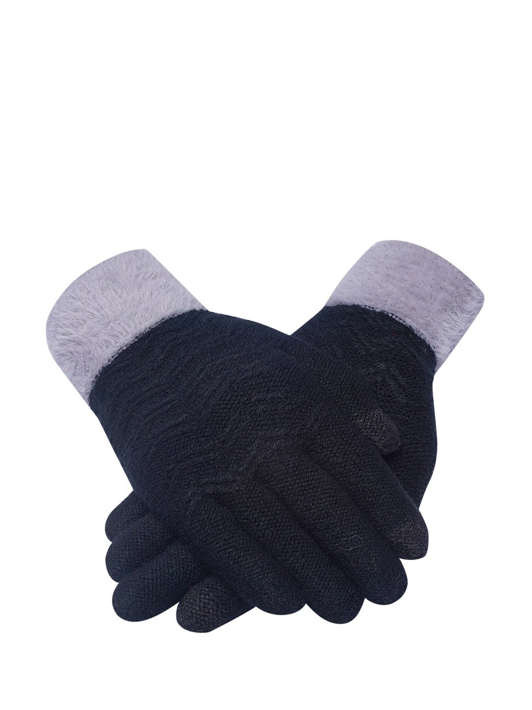 

LOOM LEGACY Women Winter Acrylic Woollen Hand Gloves, Black