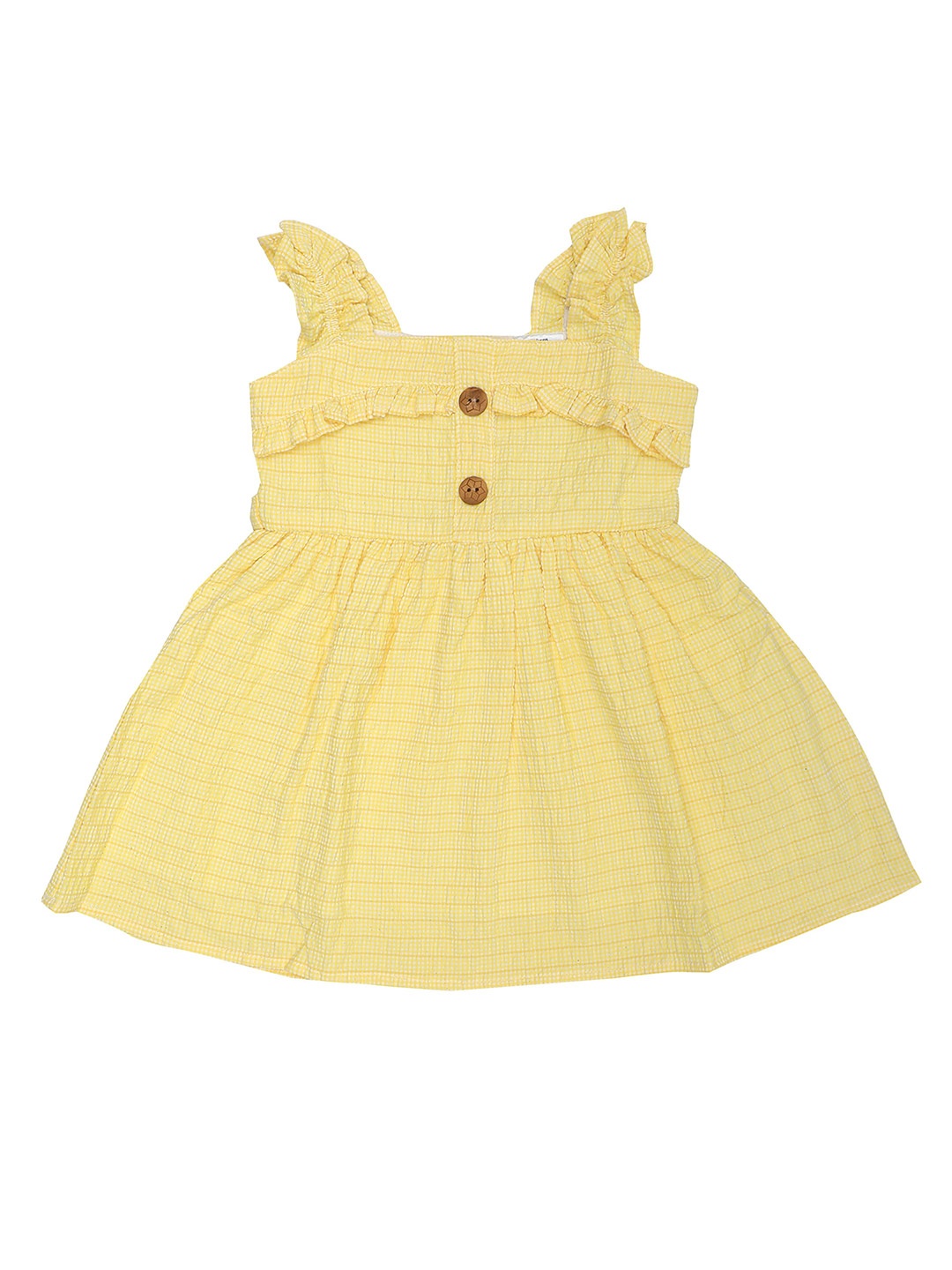 

Doodle Girls Checked Shoulder Straps Fit and Flare Dress, Yellow